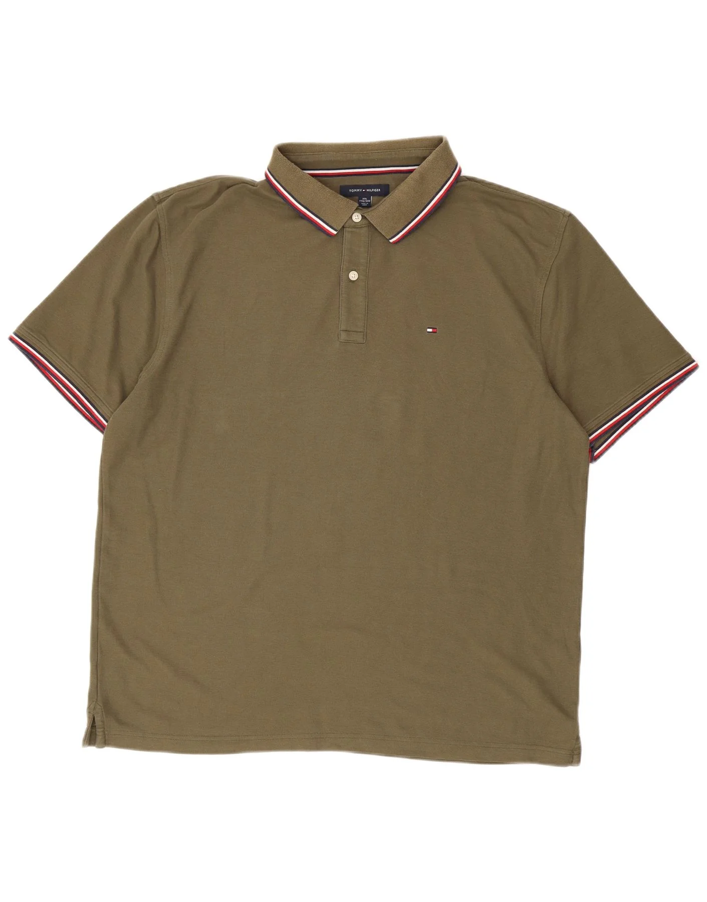 Tommy Hilfiger Mens Regular Fit Polo Shirt 2XL Khaki Cotton
