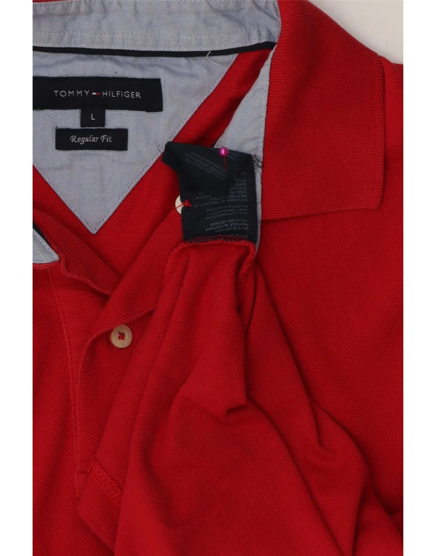 Tommy Hilfiger Mens Regular Fit Polo Shirt Large Red Cotton - Image 3