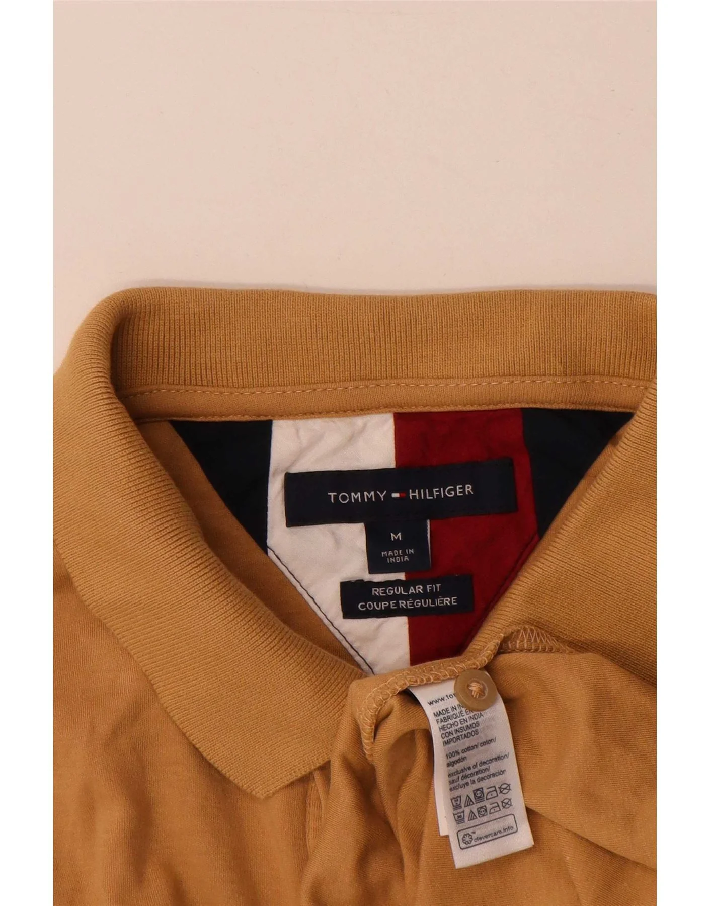 Tommy Hilfiger Mens Regular Fit Polo Shirt Medium Brown Cotton - Image 3