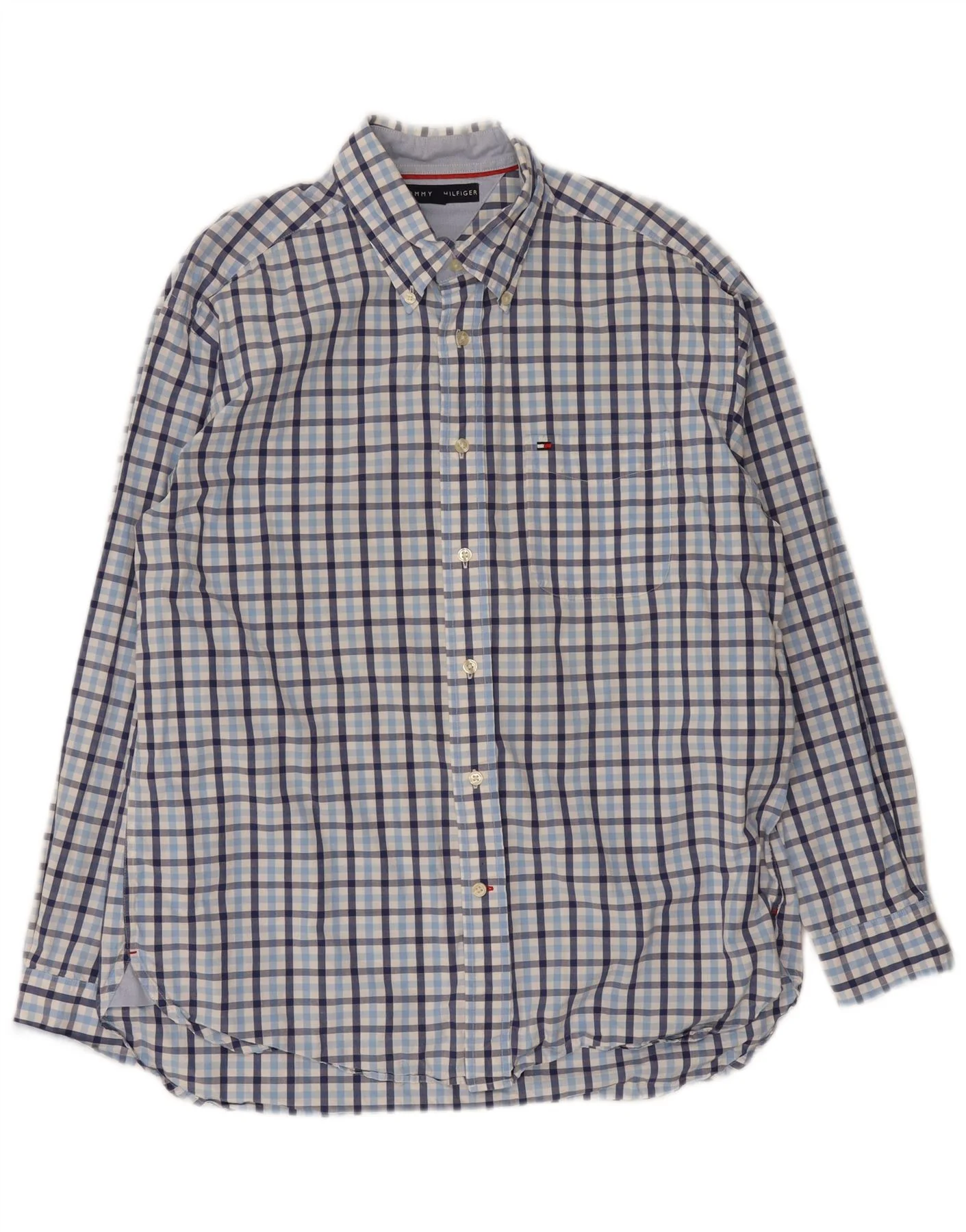 Tommy Hilfiger Mens Regular Fit Shirt Large Blue Gingham