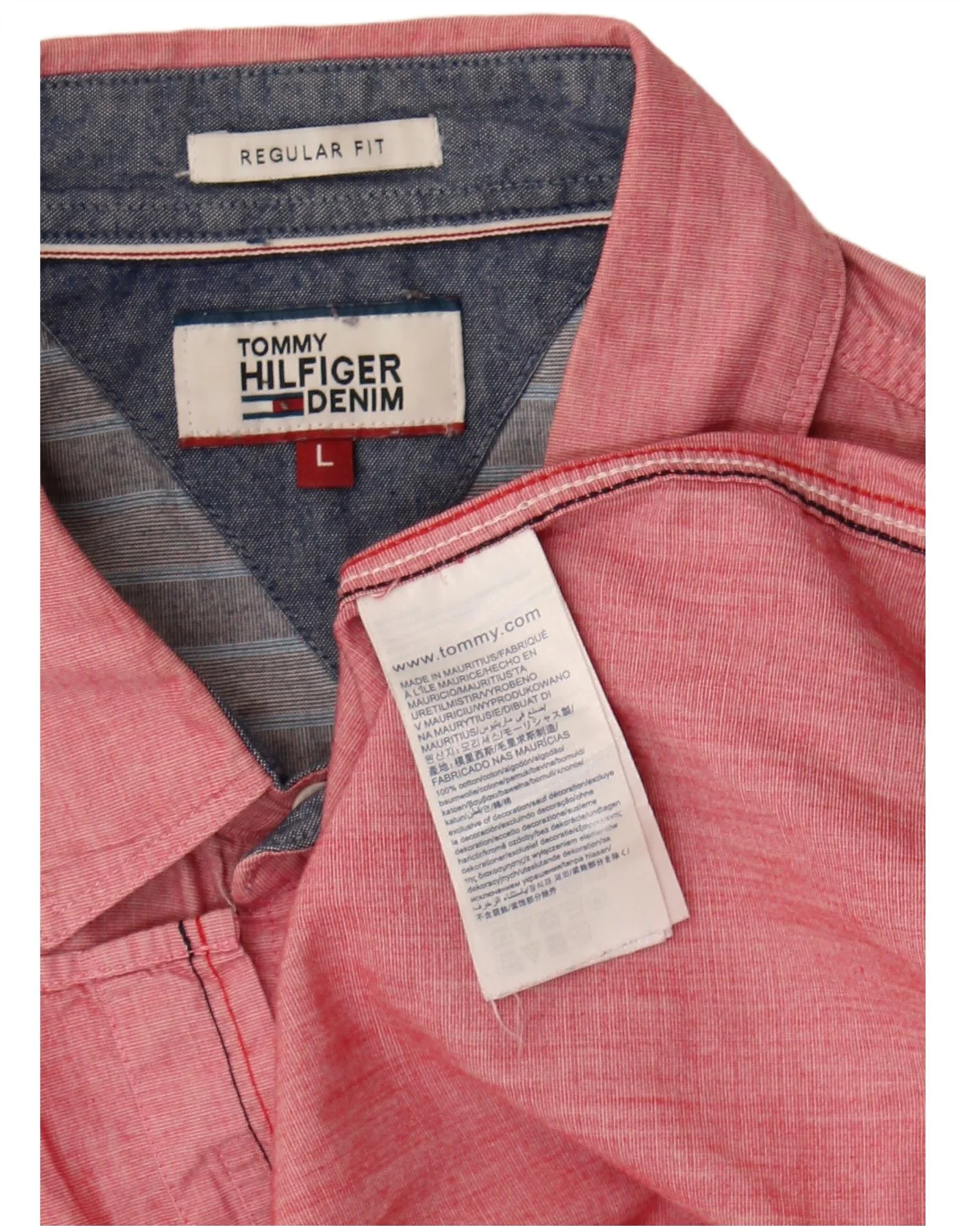 Tommy Hilfiger Mens Regular Fit Shirt Large Pink Cotton - Image 3
