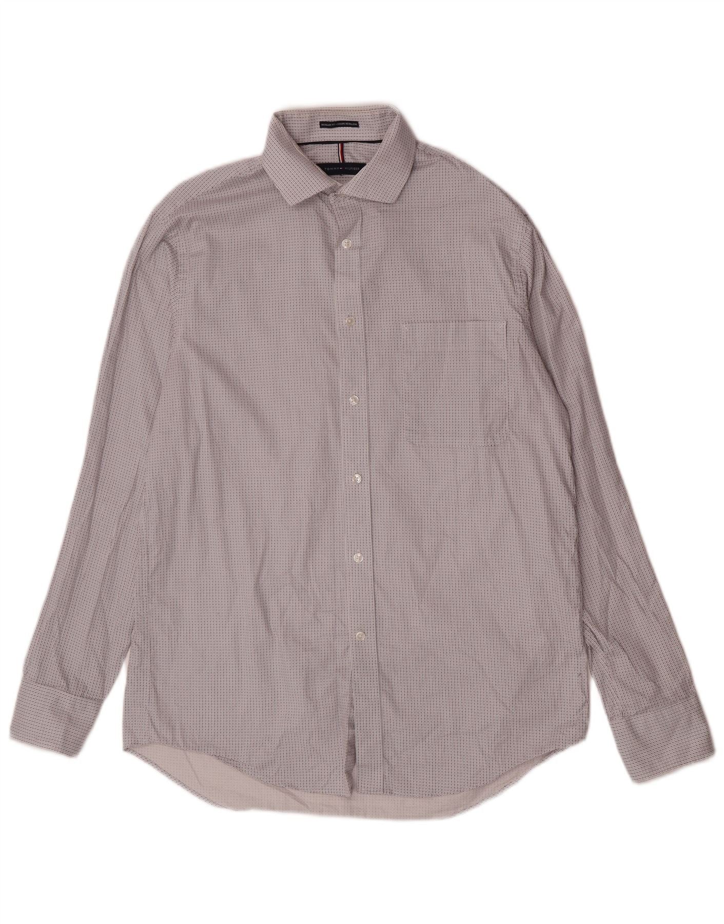 Tommy Hilfiger Mens Regular Fit Shirt Size 15 1/2 Medium White Check Cotton