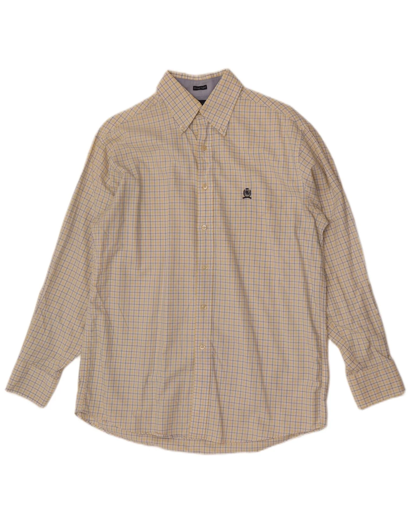 Tommy Hilfiger Mens Regular Fit Shirt Size 15 1/2 Medium Yellow Check