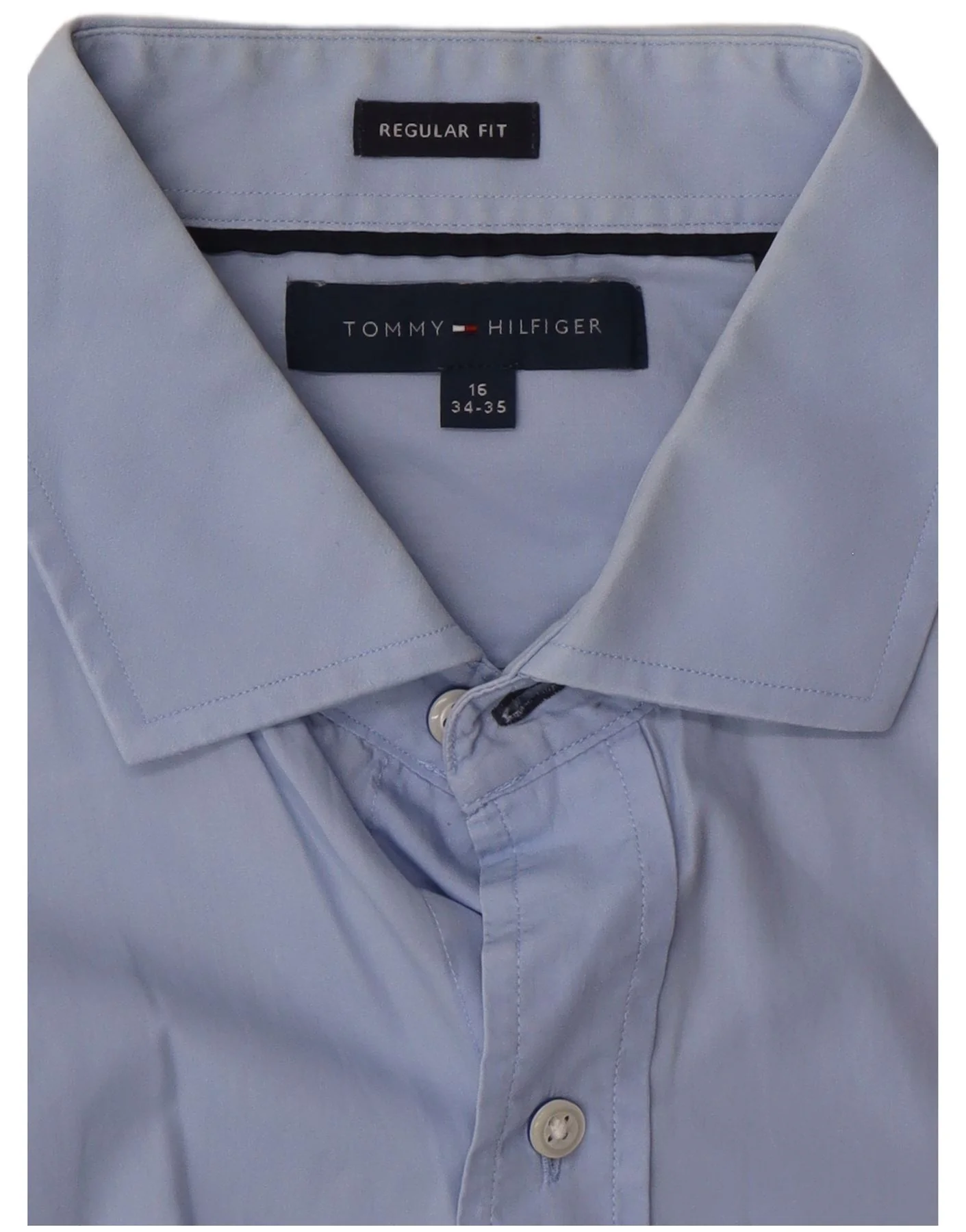 Tommy Hilfiger Mens Regular Fit Shirt Size 16 Large Blue - Image 3