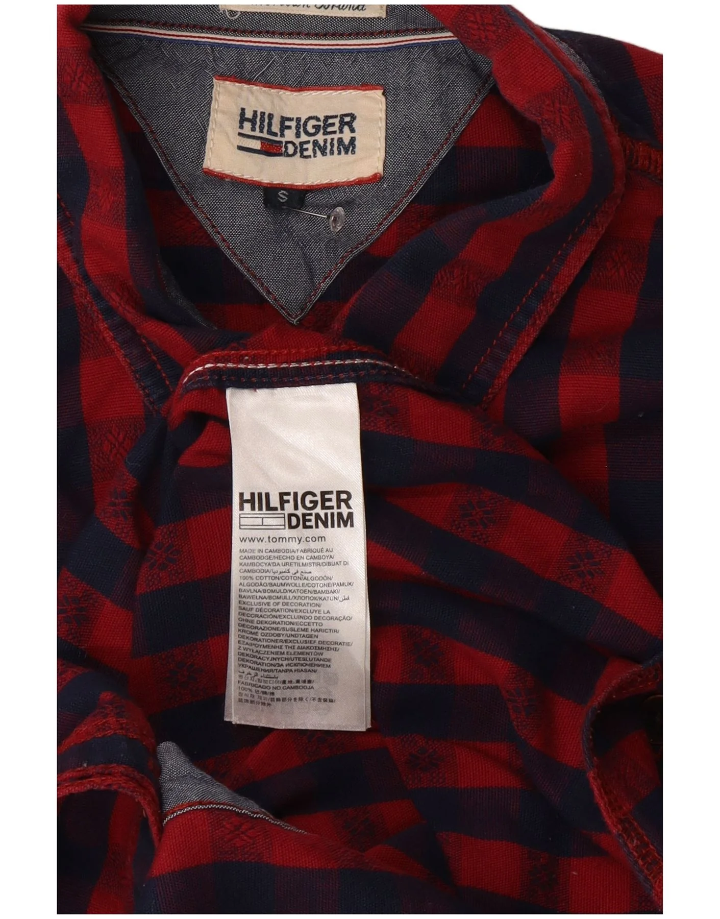 Tommy Hilfiger Mens Regular Fit Shirt Small Red Check Cotton - Image 3