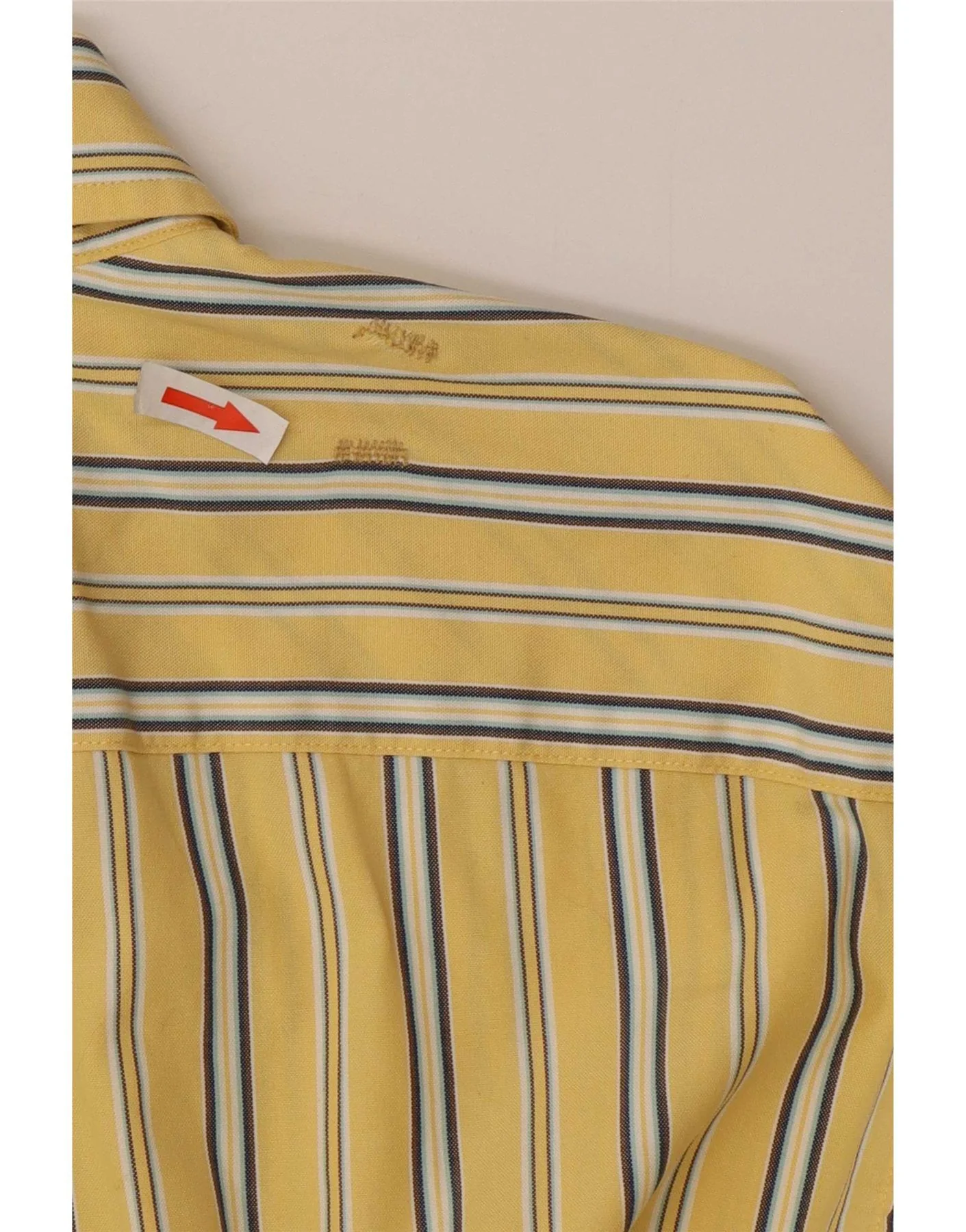 Tommy Hilfiger Mens Regular Fit Shirt XL Yellow Striped Cotton - Image 3