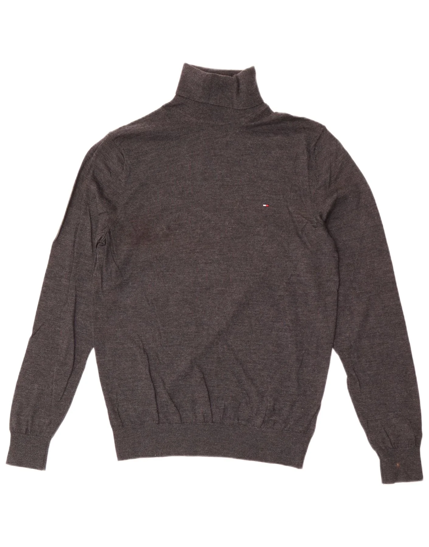 Tommy Hilfiger Mens Roll Neck Jumper Sweater Large Grey Wool