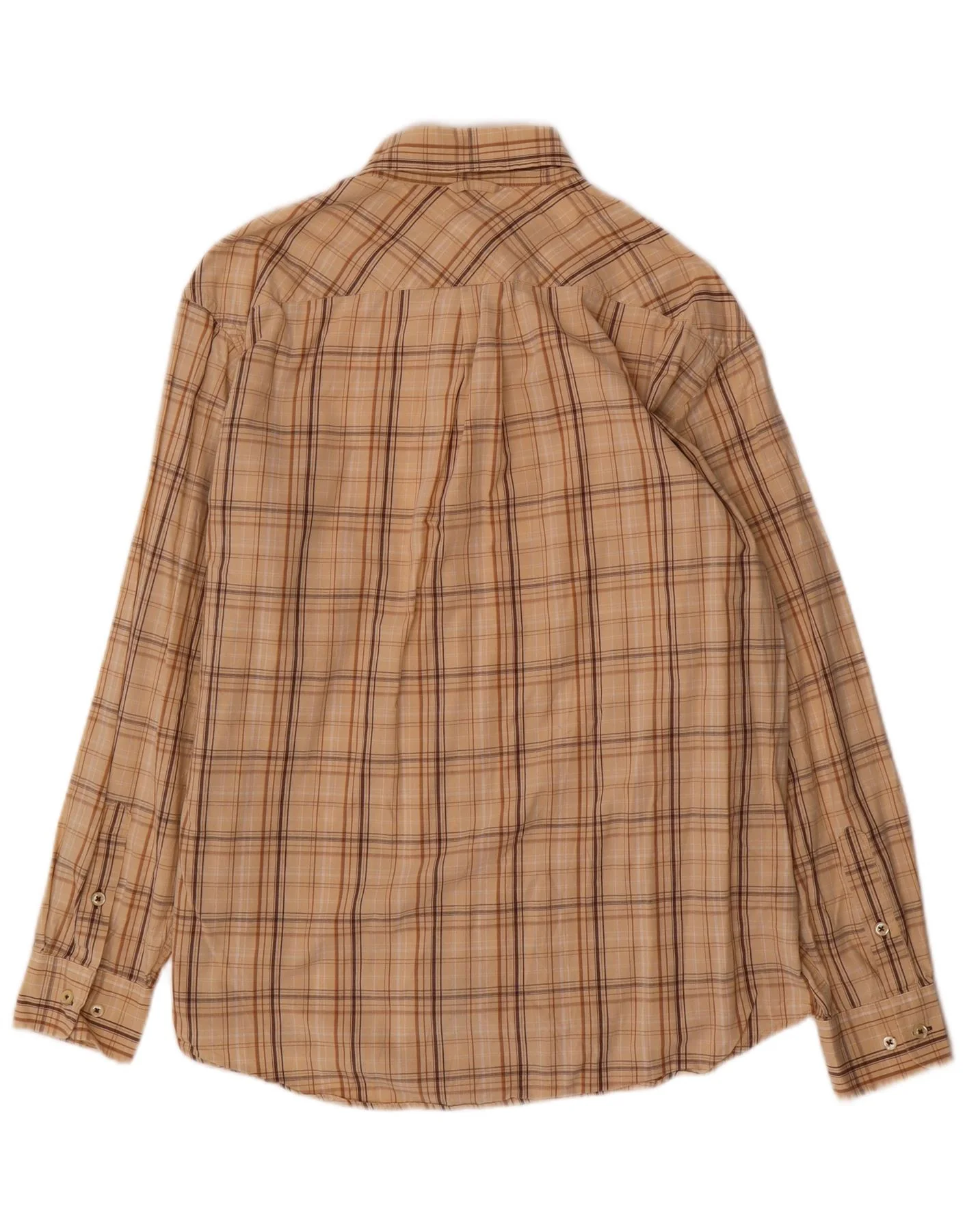 Tommy Hilfiger Mens Shirt Medium Beige Check Cotton - Image 2