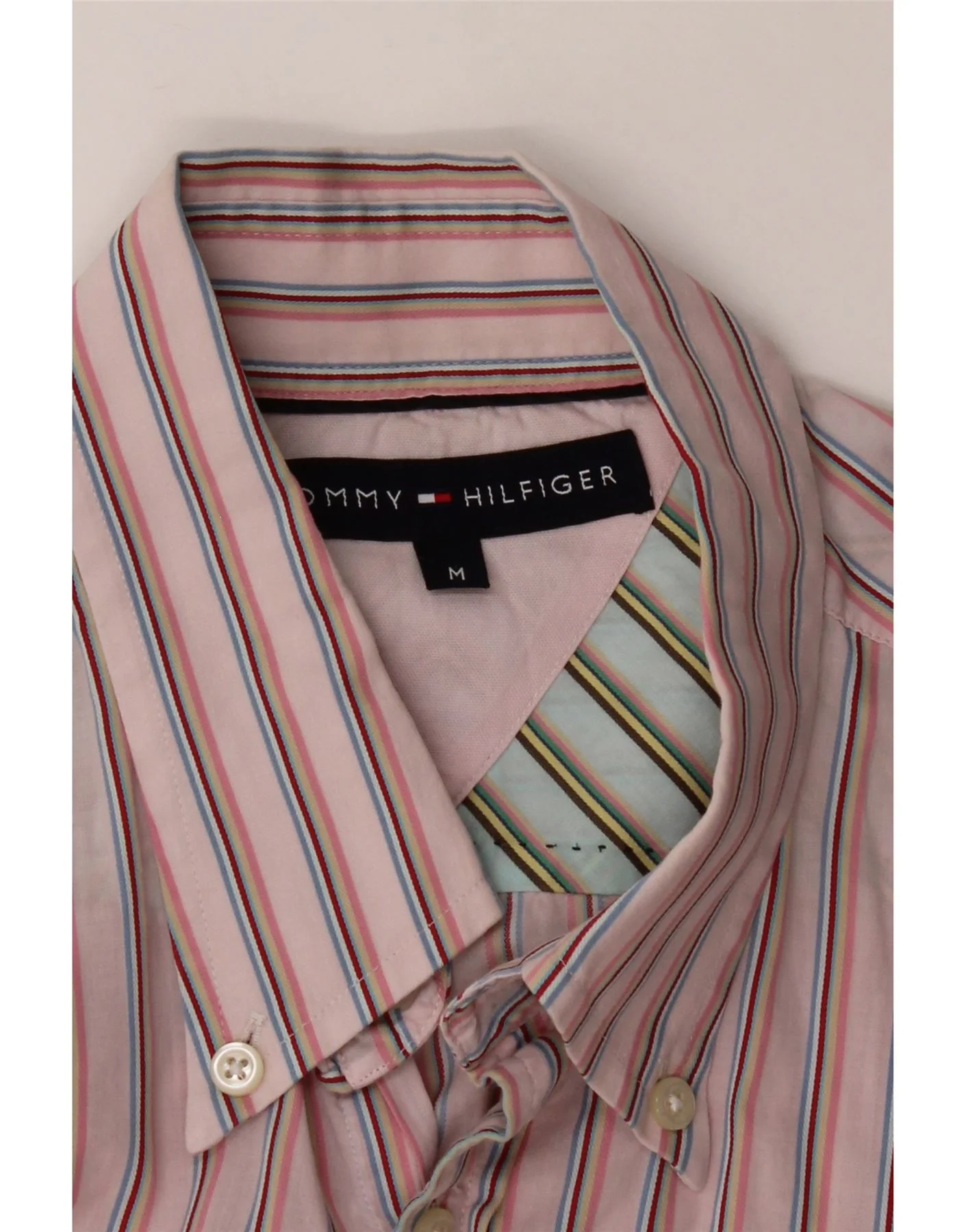 Tommy Hilfiger Mens Shirt Medium Pink Striped - Image 3
