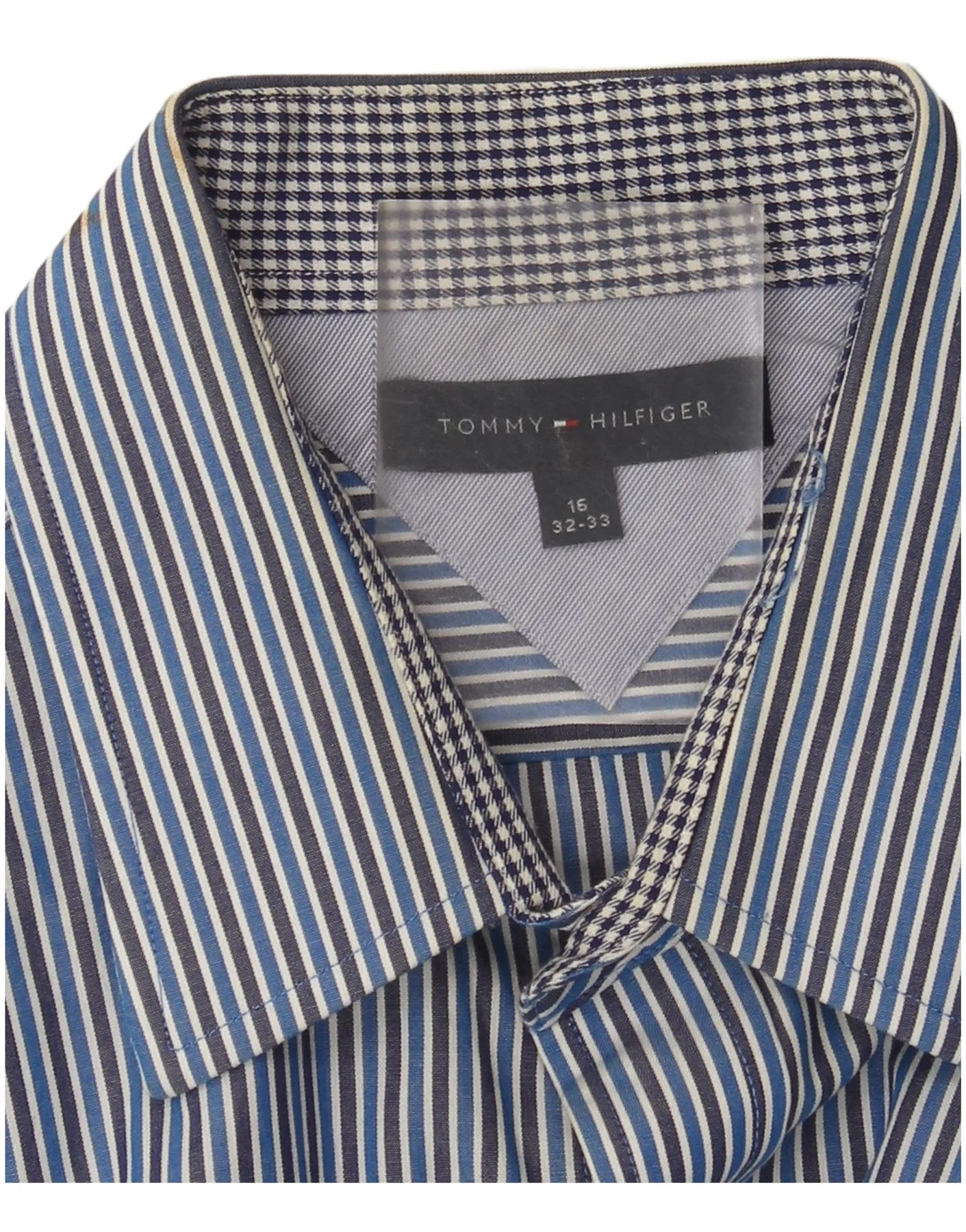 Tommy Hilfiger Mens Shirt Size 16 Large Blue Pinstripe - Image 3