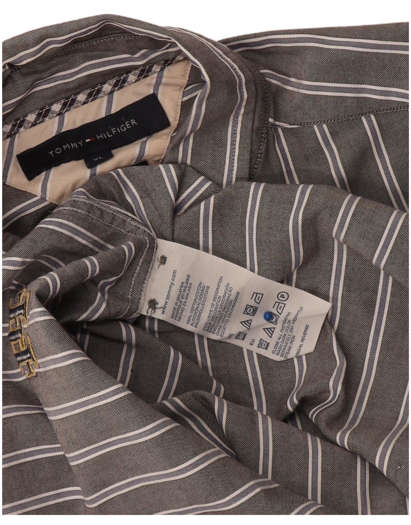 Tommy Hilfiger Mens Shirt XL Grey Pinstripe Cotton - Image 3