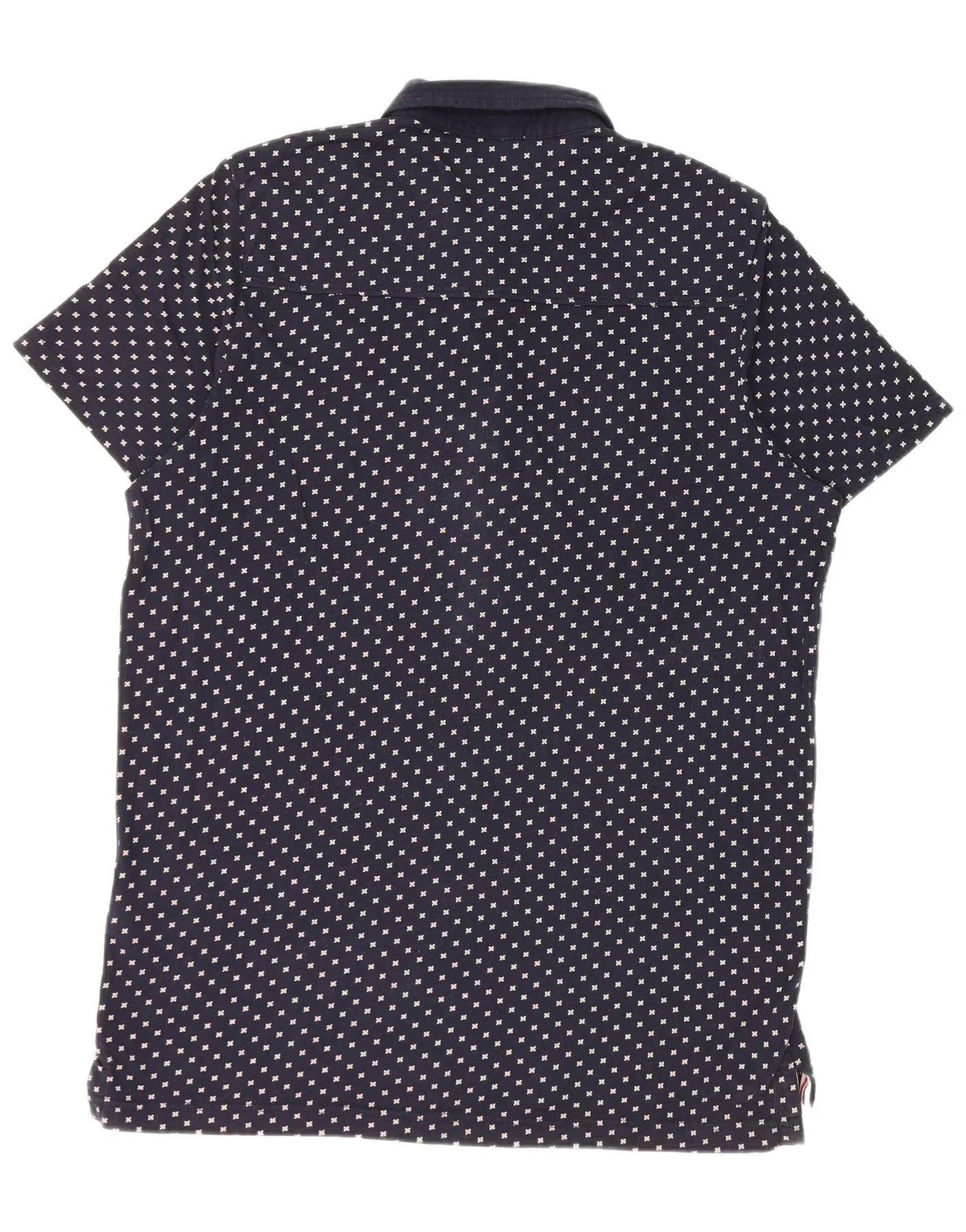 Tommy Hilfiger Mens Short Sleeve Polo Shirt 2XL Navy Blue Flecked Cotton - Image 2