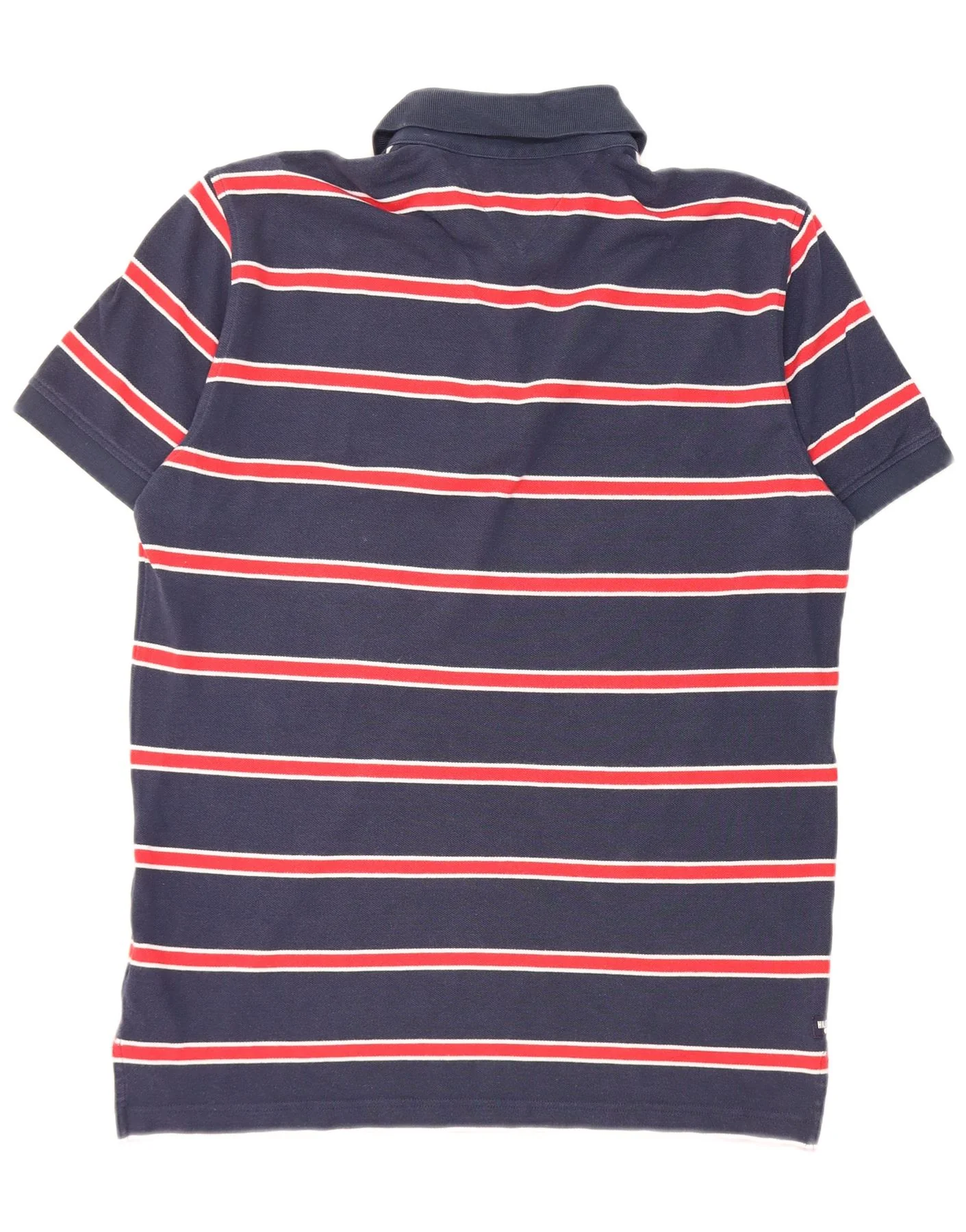 Tommy Hilfiger Mens Short Sleeve Polo Shirt Medium Navy Blue Striped - Image 2