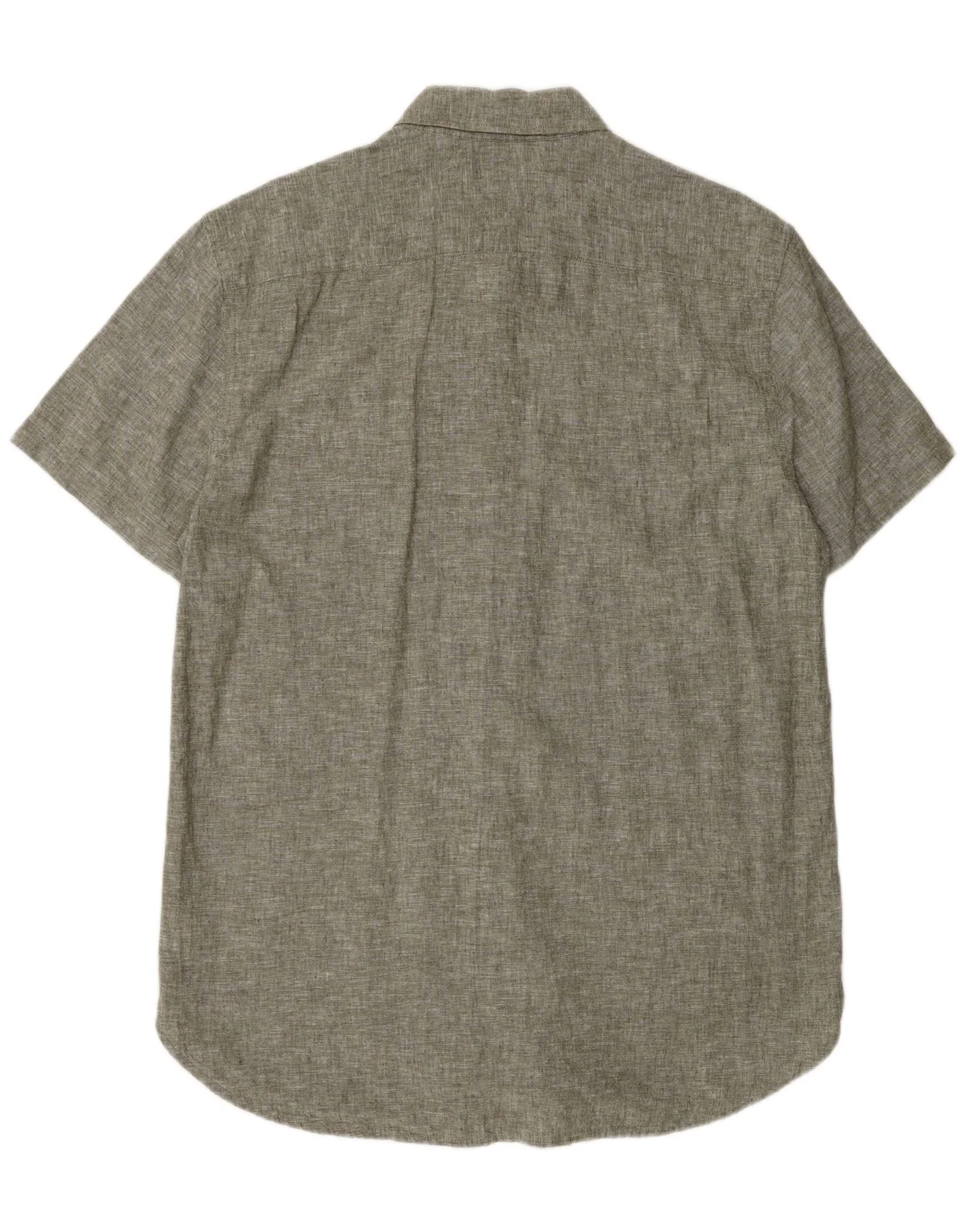 Tommy Hilfiger Mens Short Sleeve Regular Fit Shirt Large Green Linen - Image 2