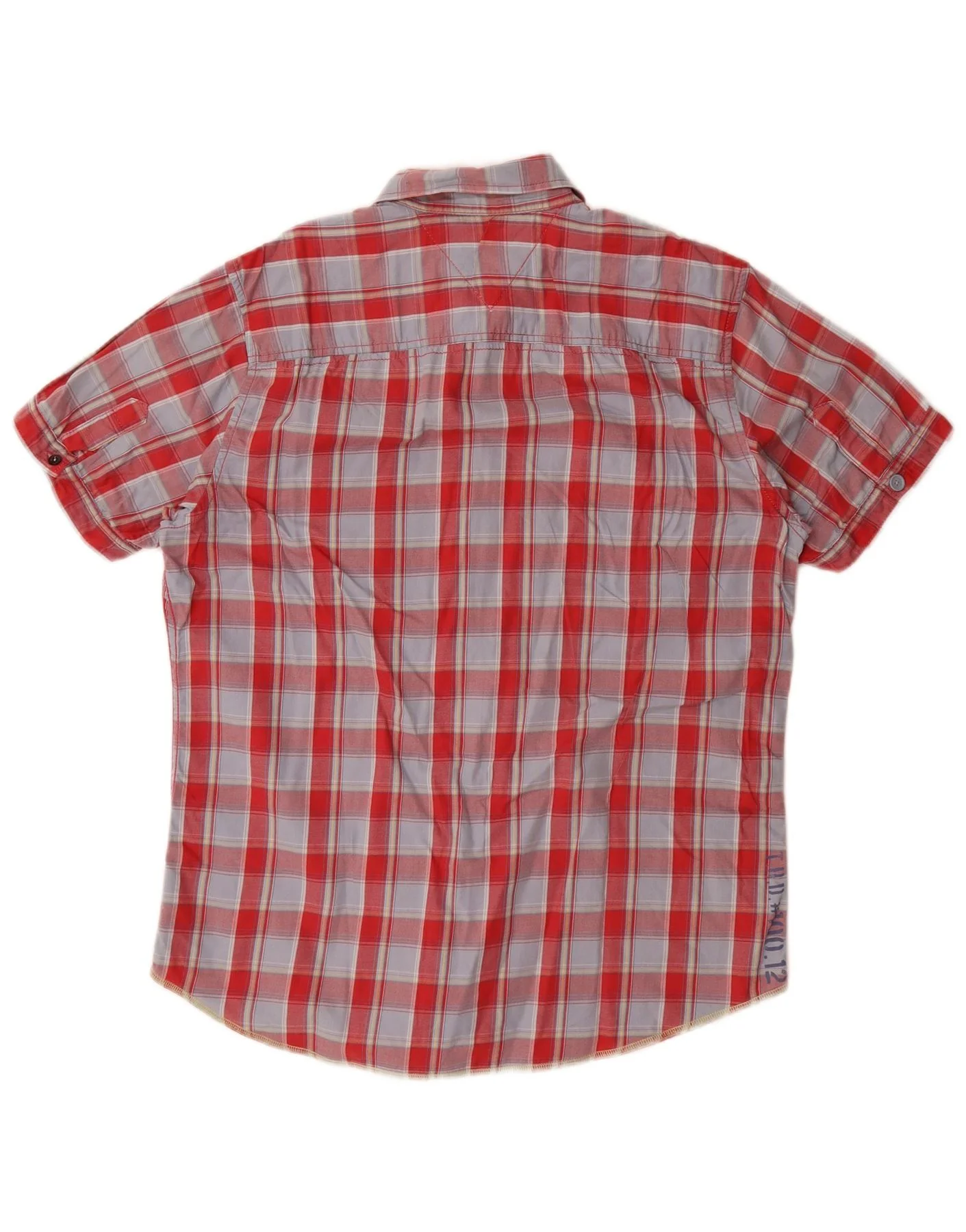 Tommy Hilfiger Mens Short Sleeve Shirt Large Red Check Cotton - Image 2