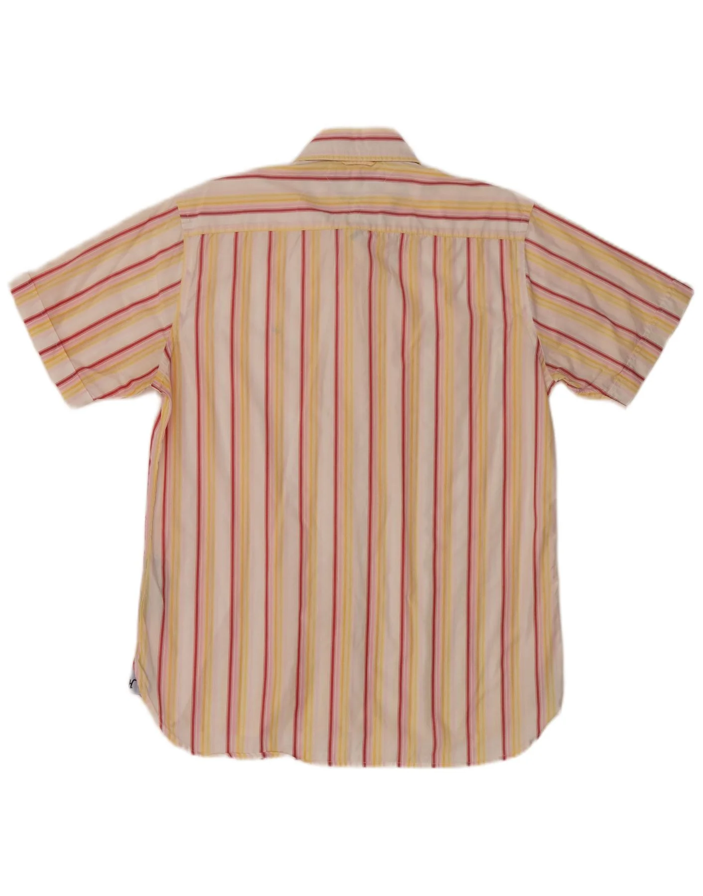 Tommy Hilfiger Mens Short Sleeve Shirt Medium Yellow Striped Cotton - Image 2