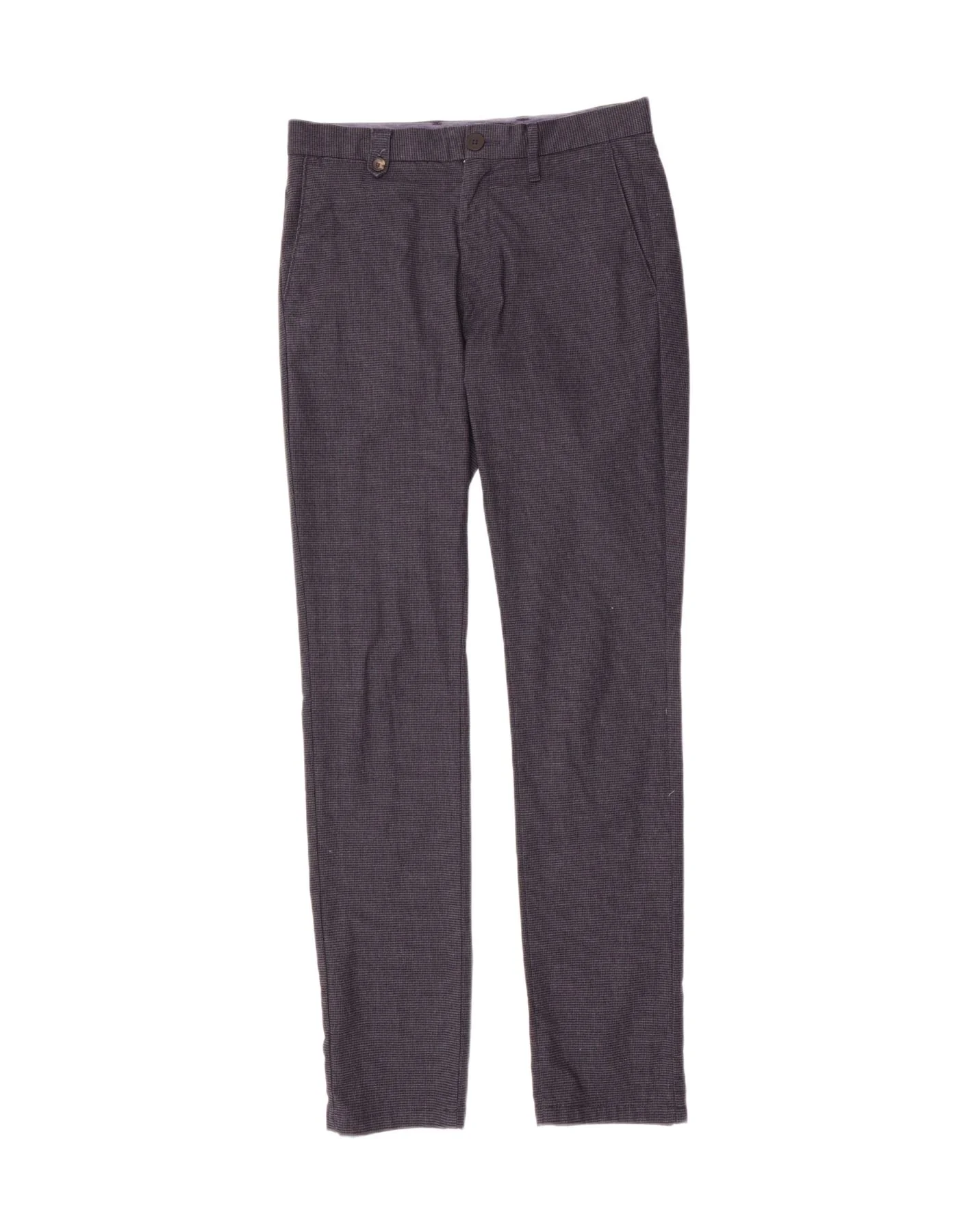 Tommy Hilfiger Mens Slim Chino Trousers W30 L34 Grey Houndstooth Cotton