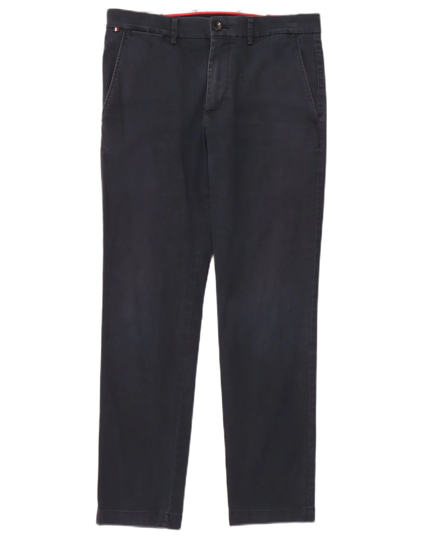 Tommy Hilfiger Mens Slim Chino Trousers W32 L30 Navy Blue Cotton