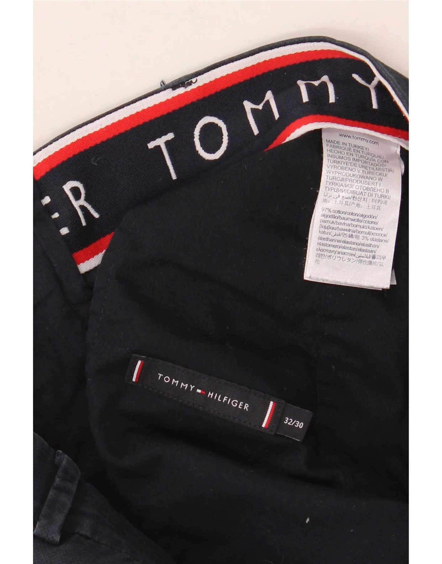 Tommy Hilfiger Mens Slim Chino Trousers W32 L30 Navy Blue Cotton - Image 4