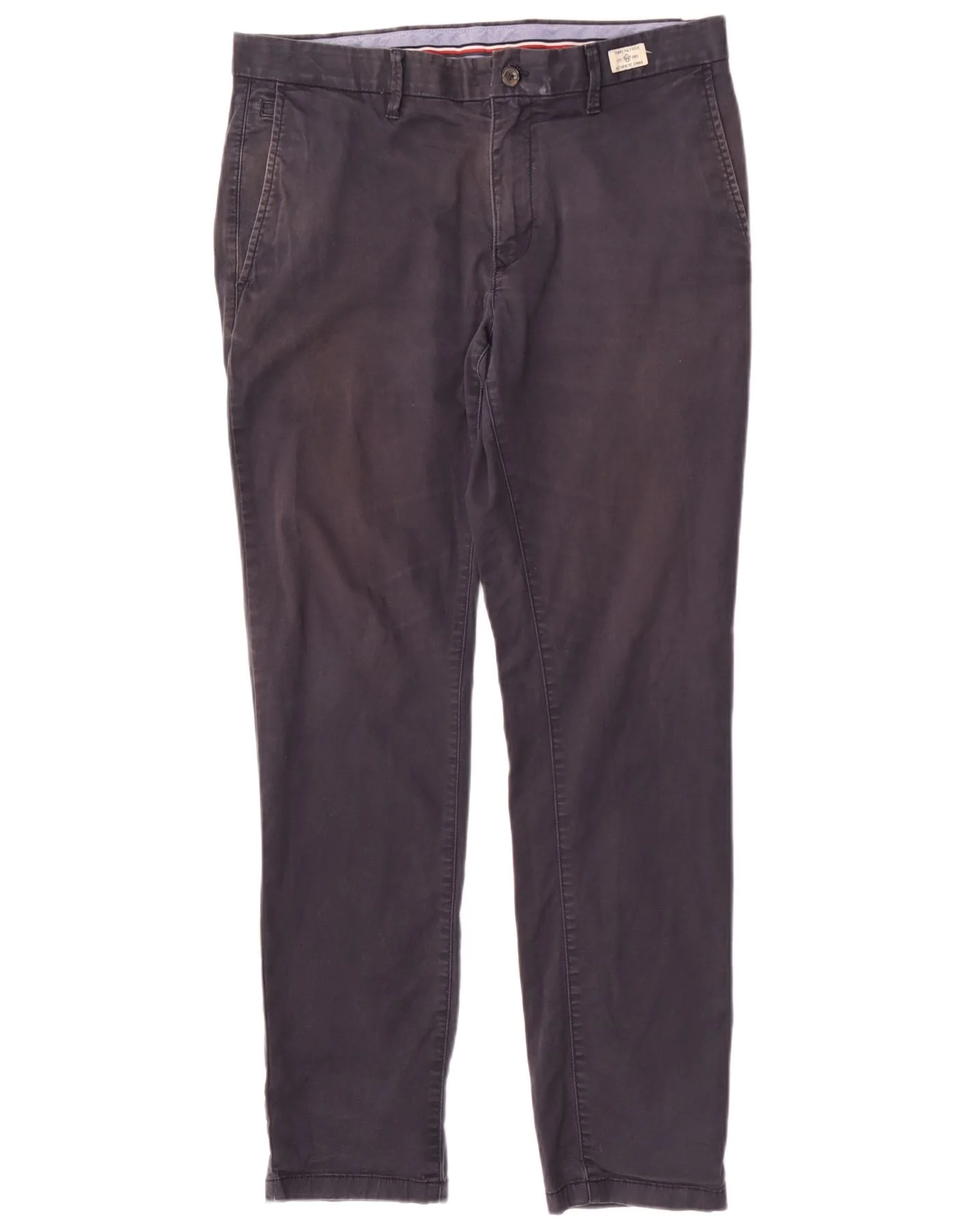 Tommy Hilfiger Mens Slim Chino Trousers W34 L32 Navy Blue Cotton