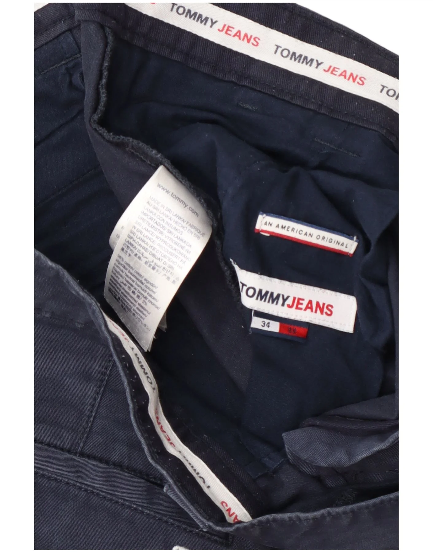 Tommy Hilfiger Mens Slim Chino Trousers W34 L32 Navy Blue Cotton - Image 4