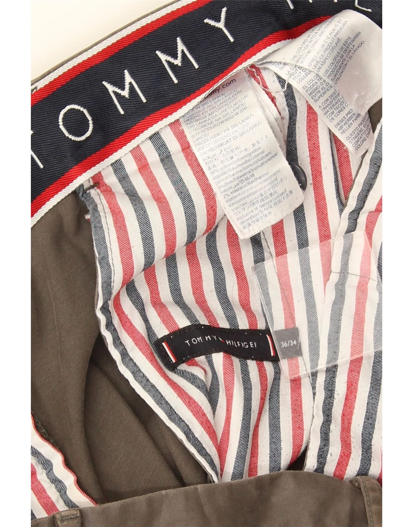 Tommy Hilfiger Mens Slim Chino Trousers W36 L34 Khaki Cotton - Image 6