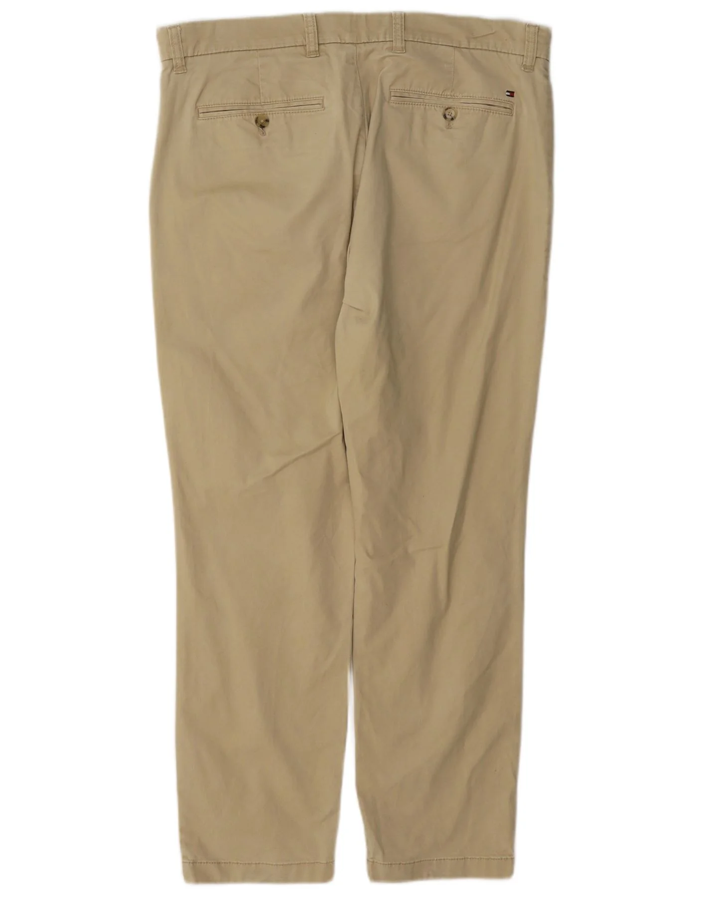 Tommy Hilfiger Mens Slim Fit Chino Trousers W34 L30 Beige Cotton - Image 2