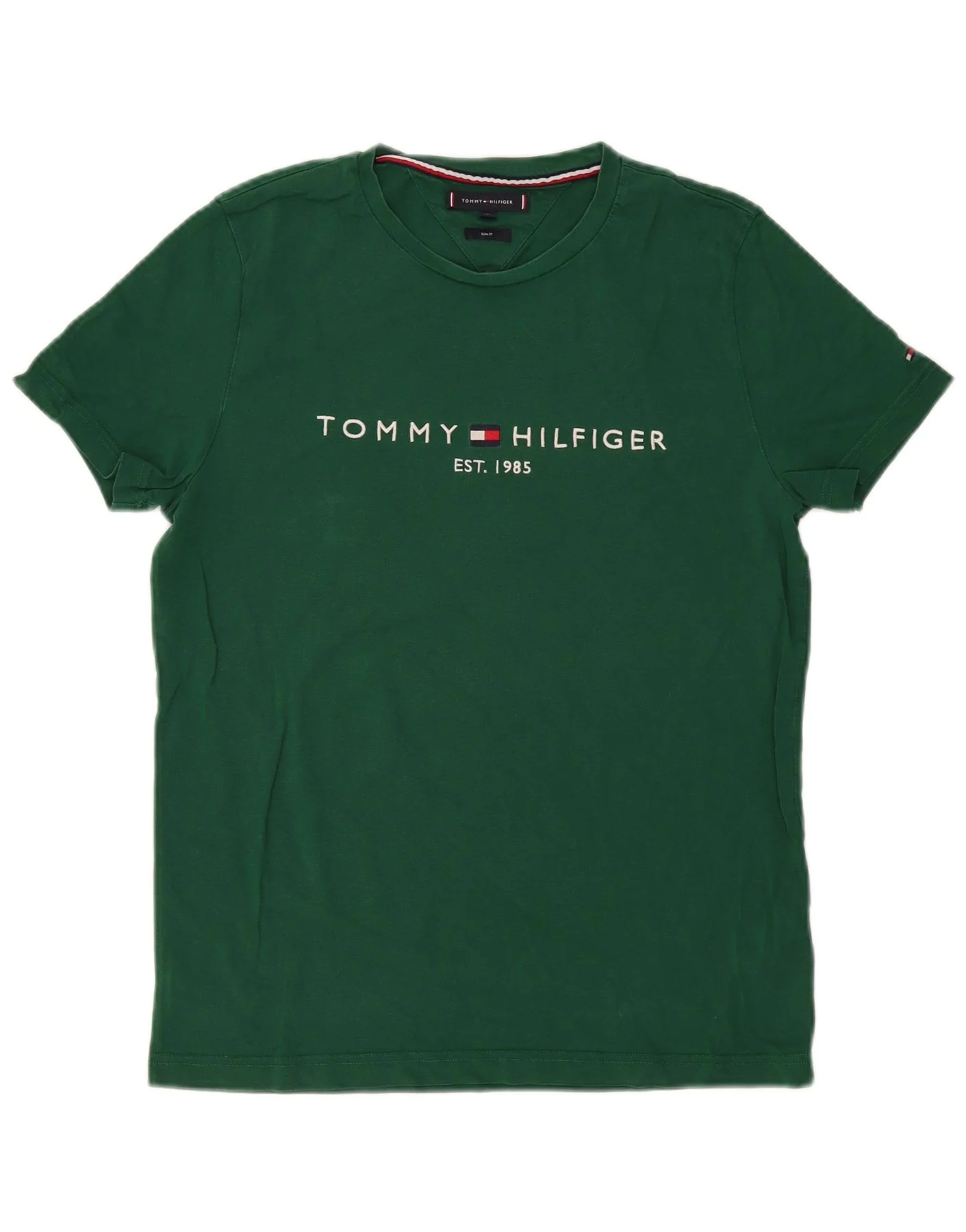Tommy Hilfiger Mens Slim Fit Graphic T-Shirt Top Medium Green Cotton
