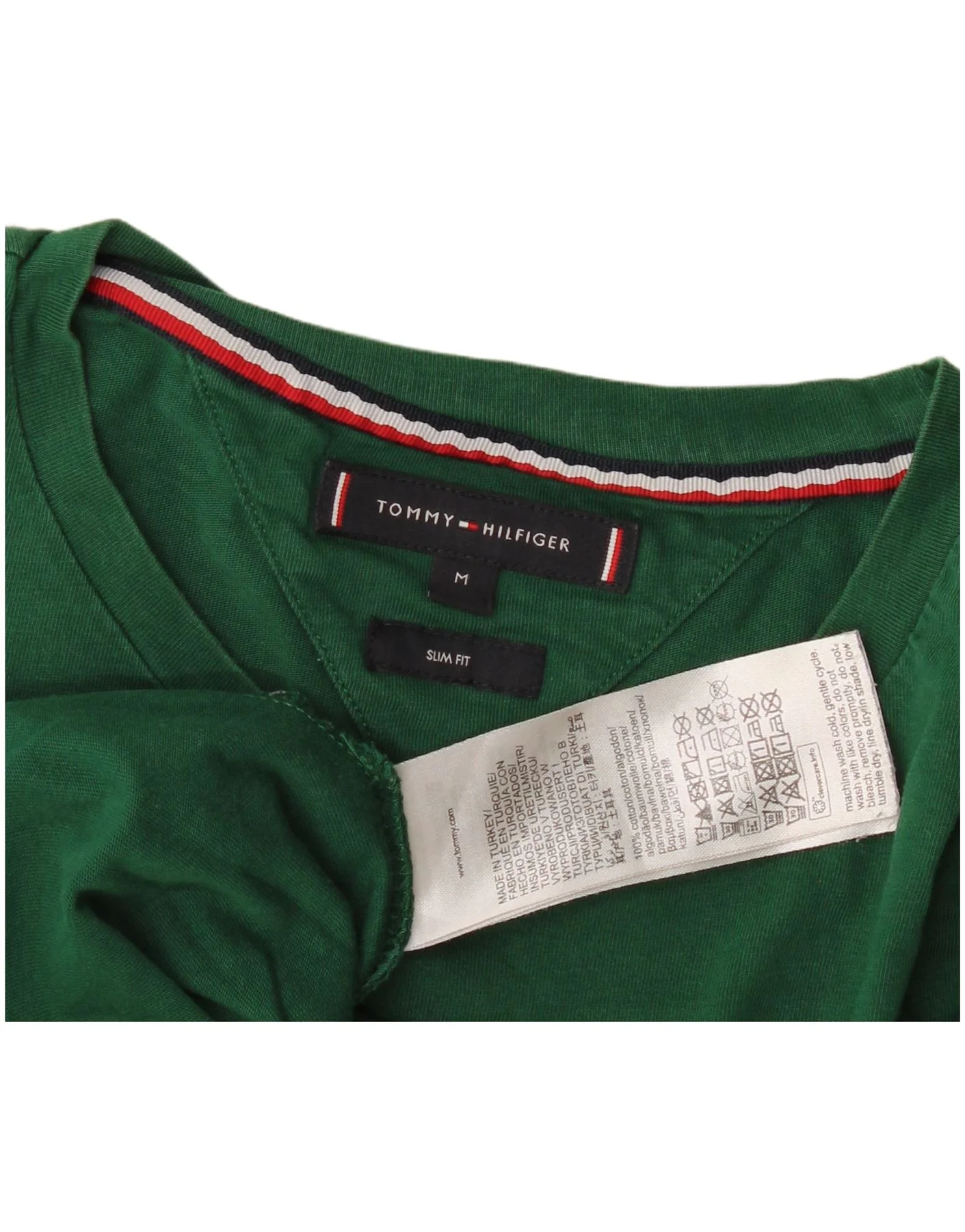 Tommy Hilfiger Mens Slim Fit Graphic T-Shirt Top Medium Green Cotton - Image 3