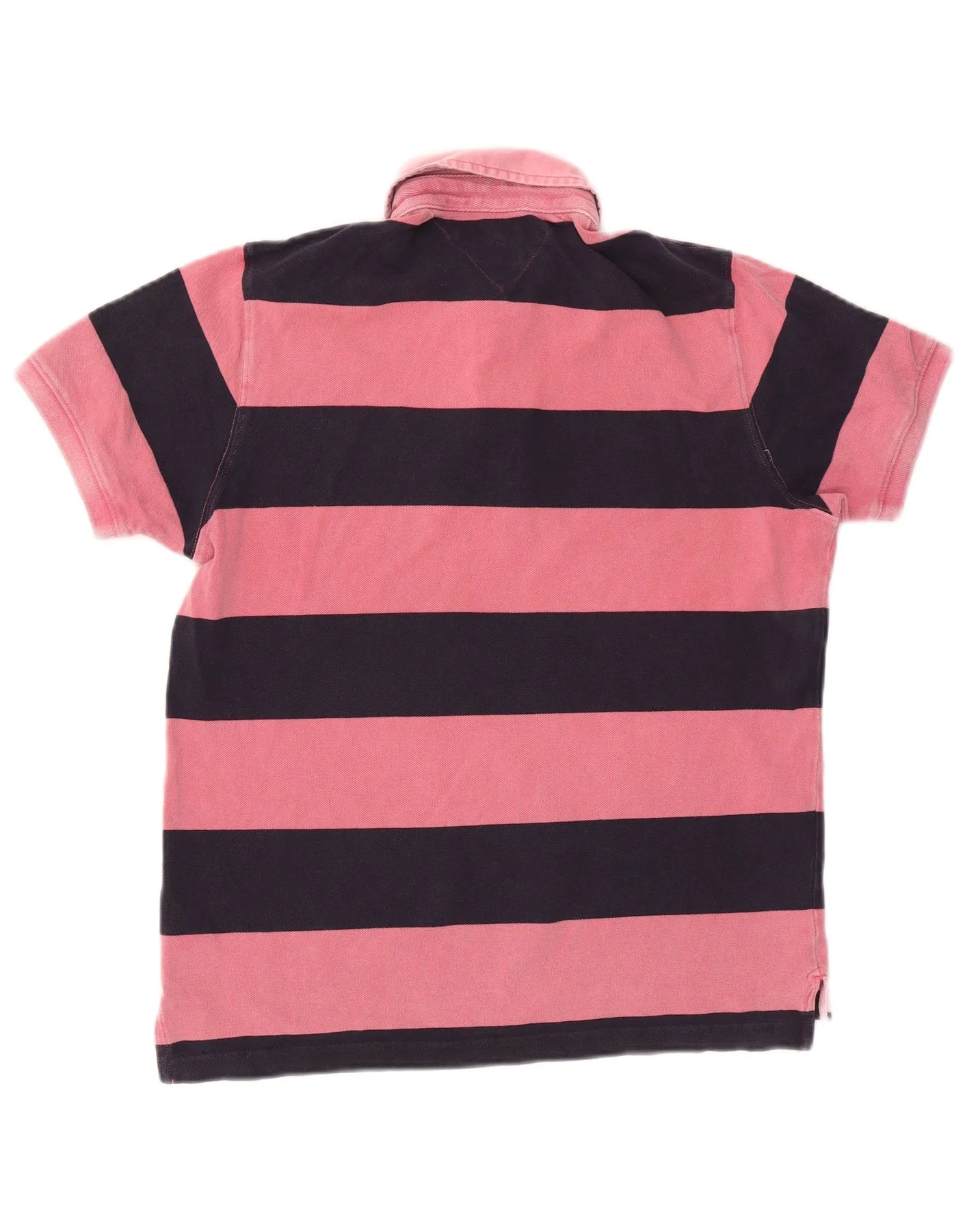 Tommy Hilfiger Mens Slim Fit Polo Shirt Medium Pink Striped Cotton - Image 2