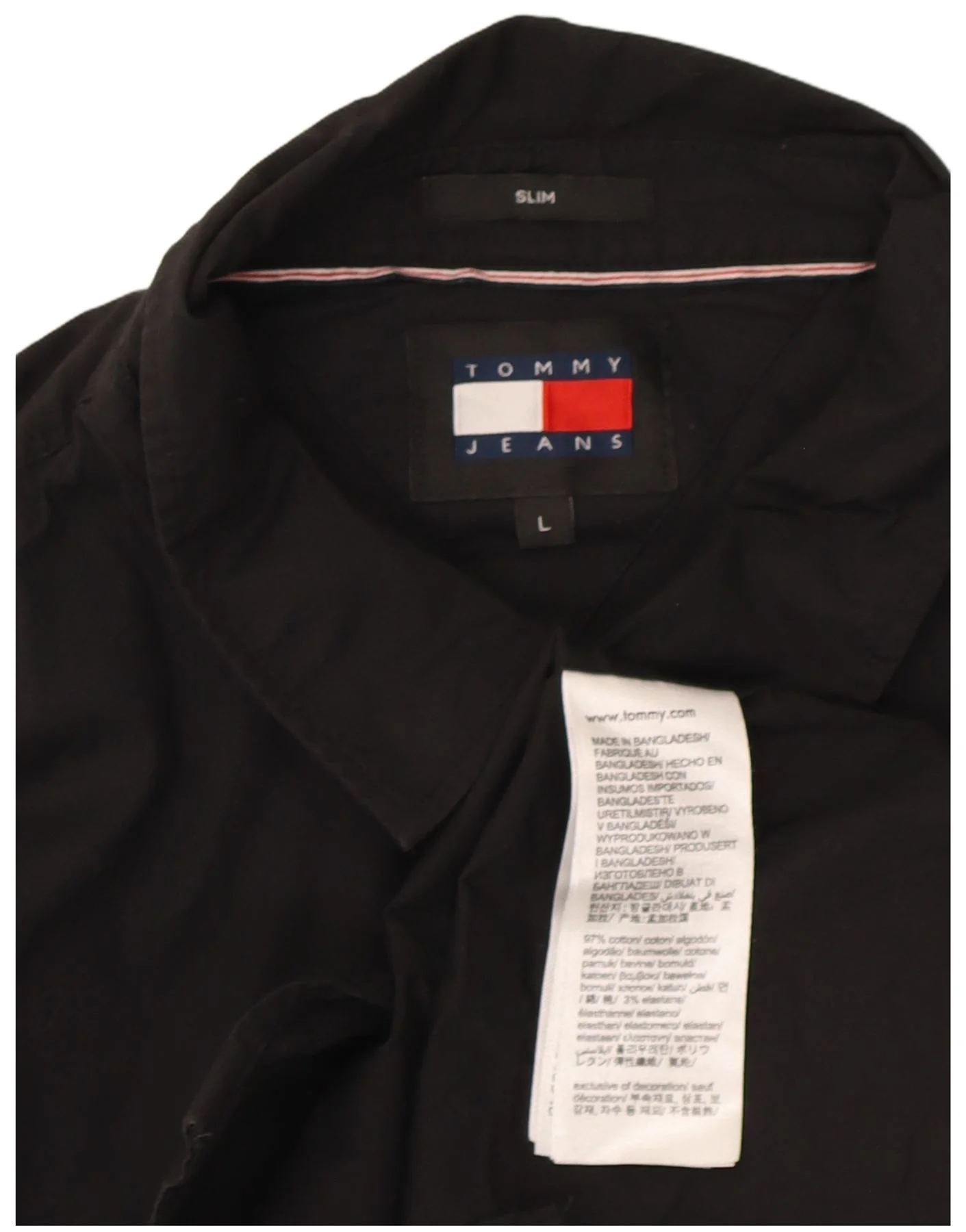 Tommy Hilfiger Mens Slim Fit Shirt Large Black Cotton - Image 3