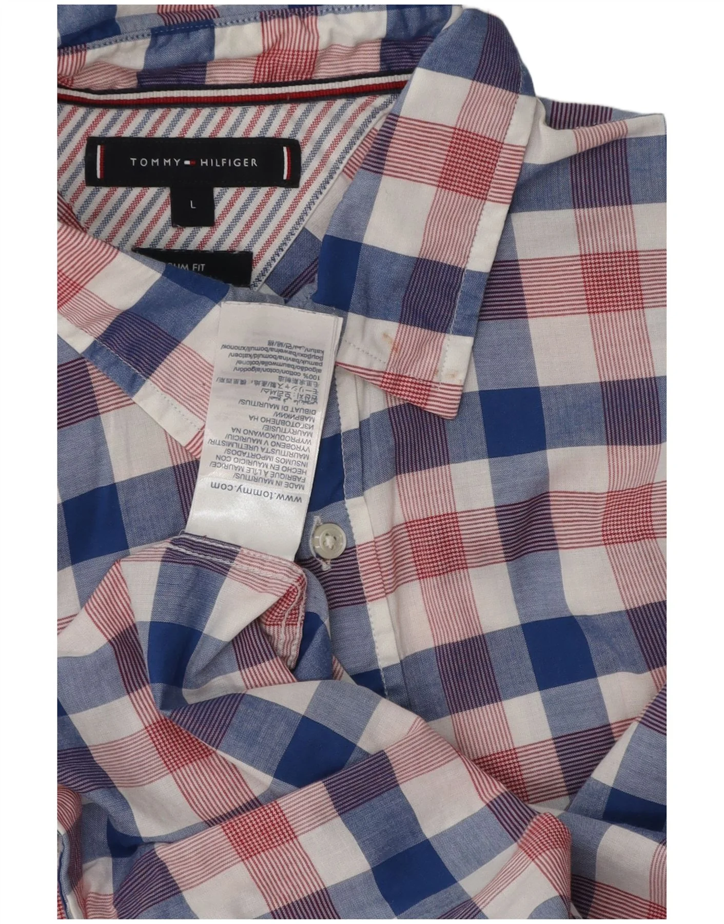Tommy Hilfiger Mens Slim Fit Shirt Large Multicoloured Check Cotton - Image 4