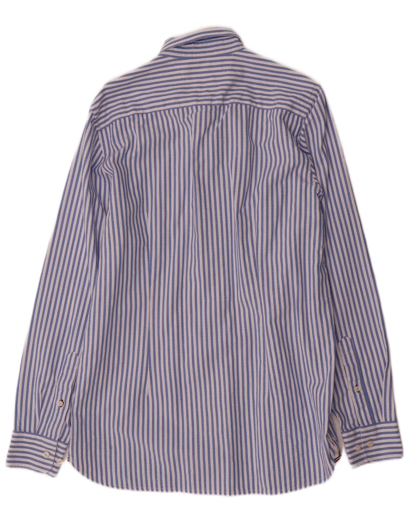 Tommy Hilfiger Mens Slim Fit Shirt Medium Blue Striped Cotton - Image 2