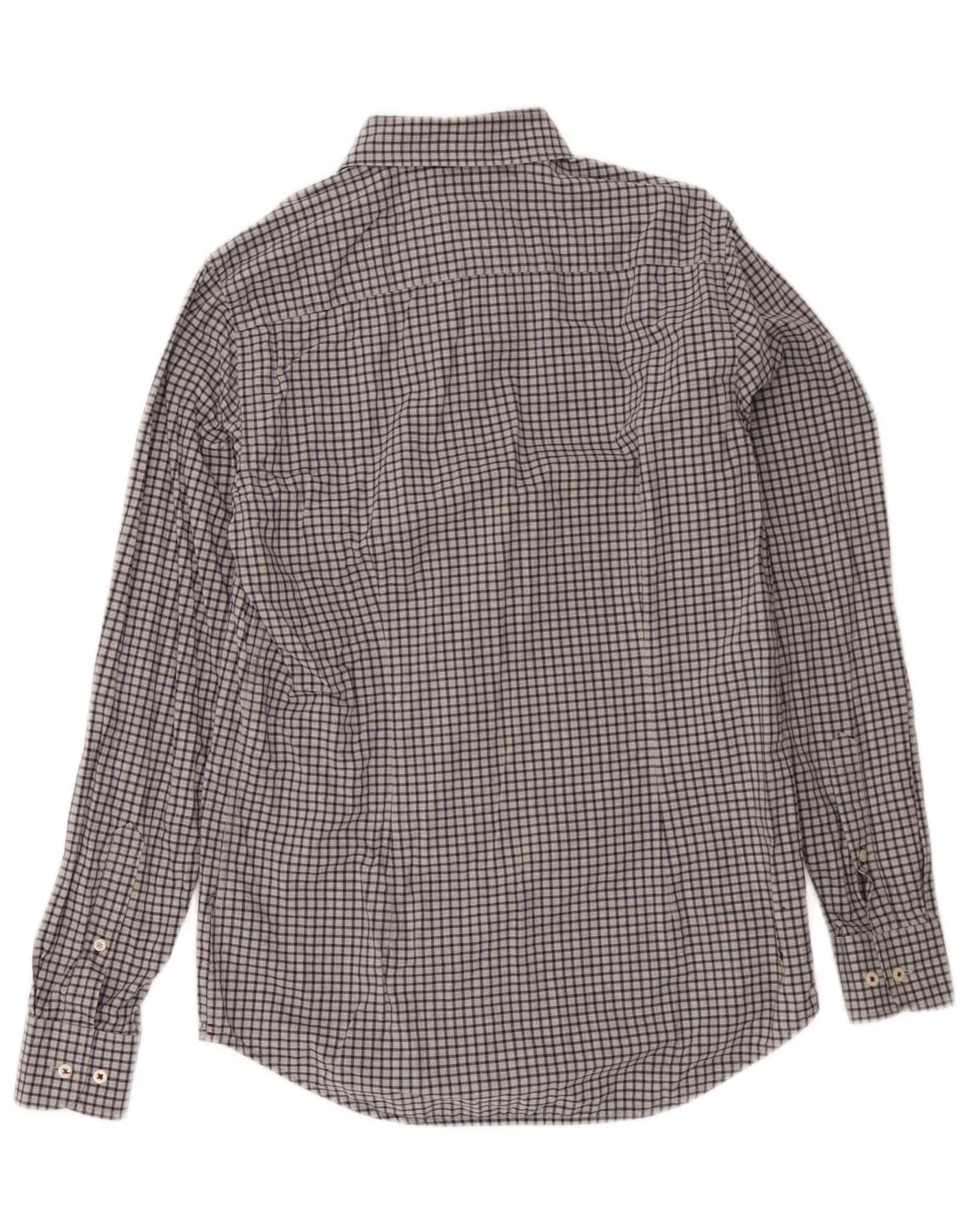 Tommy Hilfiger Mens Slim Fit Shirt Medium Grey Gingham Cotton - Image 2