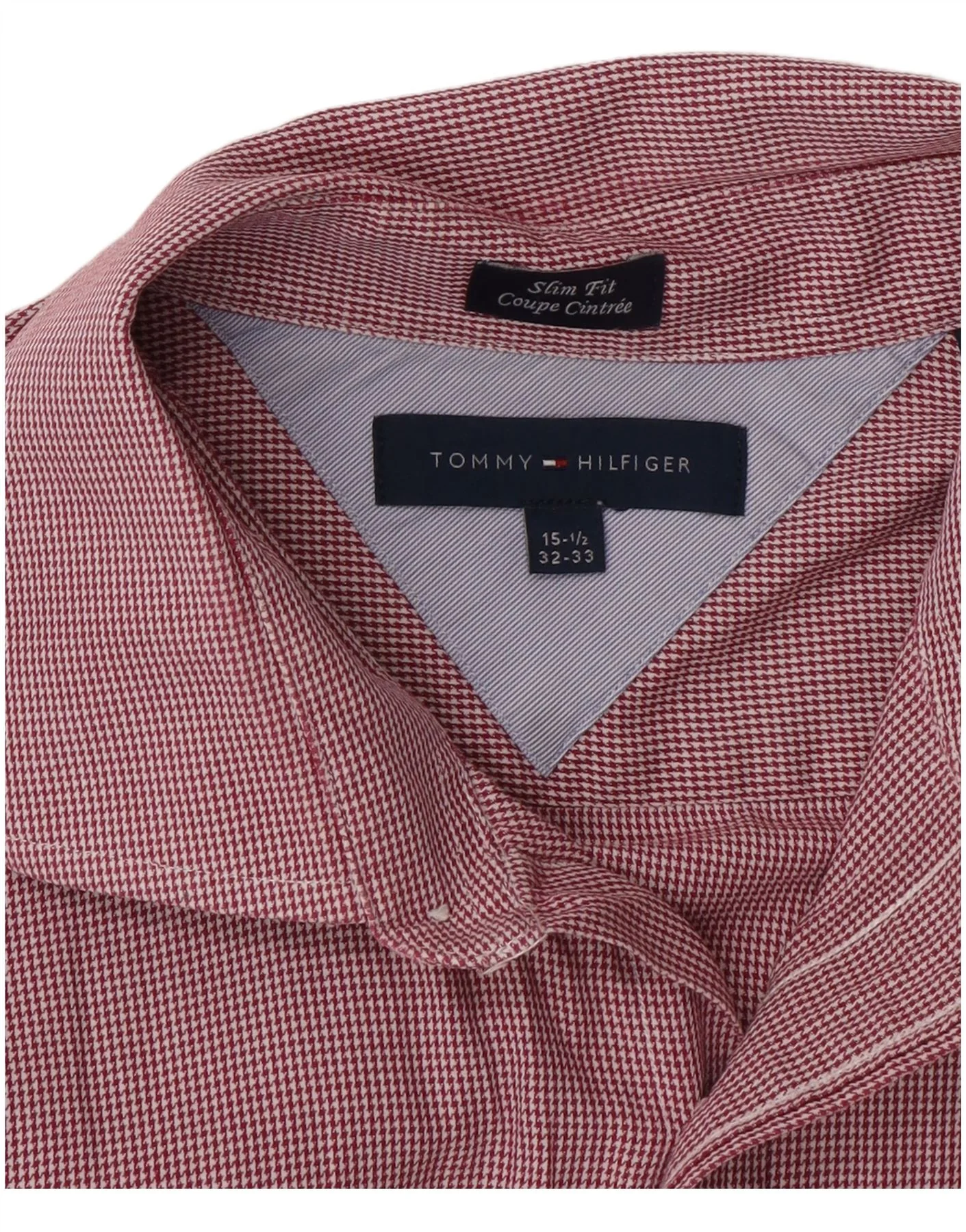 Tommy Hilfiger Mens Slim Fit Shirt Size 15 1/2 Medium Red Check - Image 3