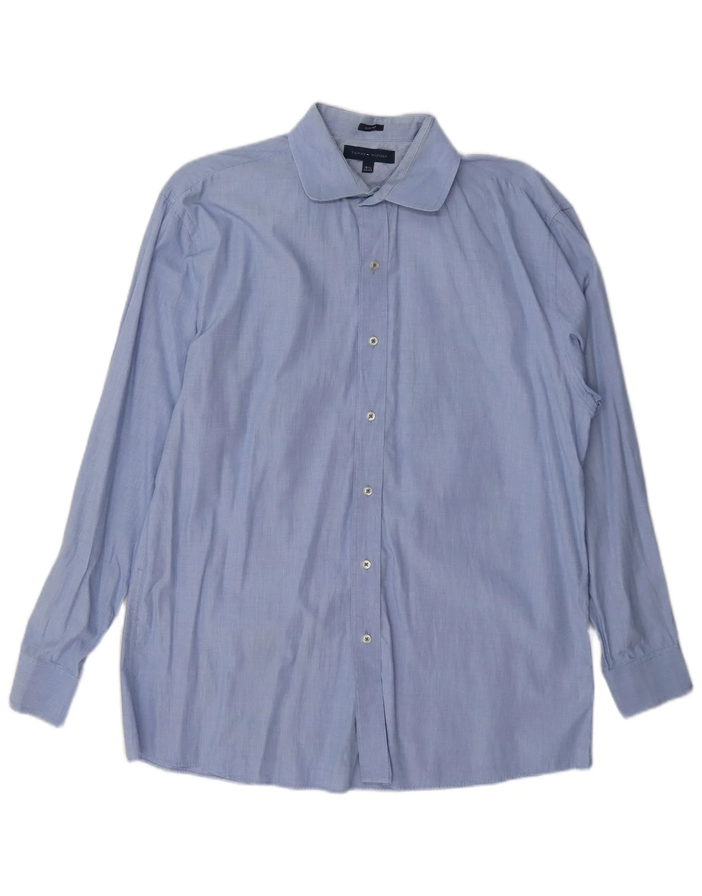 Tommy Hilfiger Mens Slim Fit Shirt Size 16 1/2 Large Blue Cotton