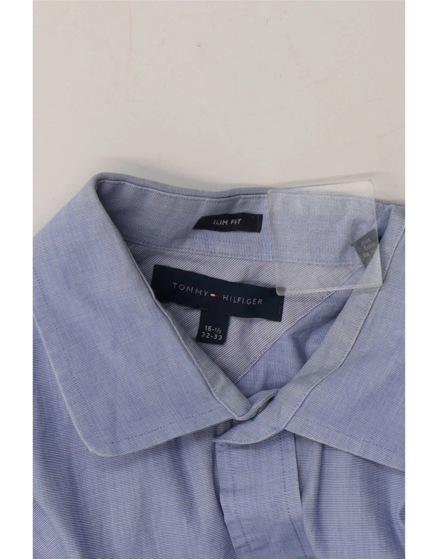 Tommy Hilfiger Mens Slim Fit Shirt Size 16 1/2 Large Blue Cotton - Image 3