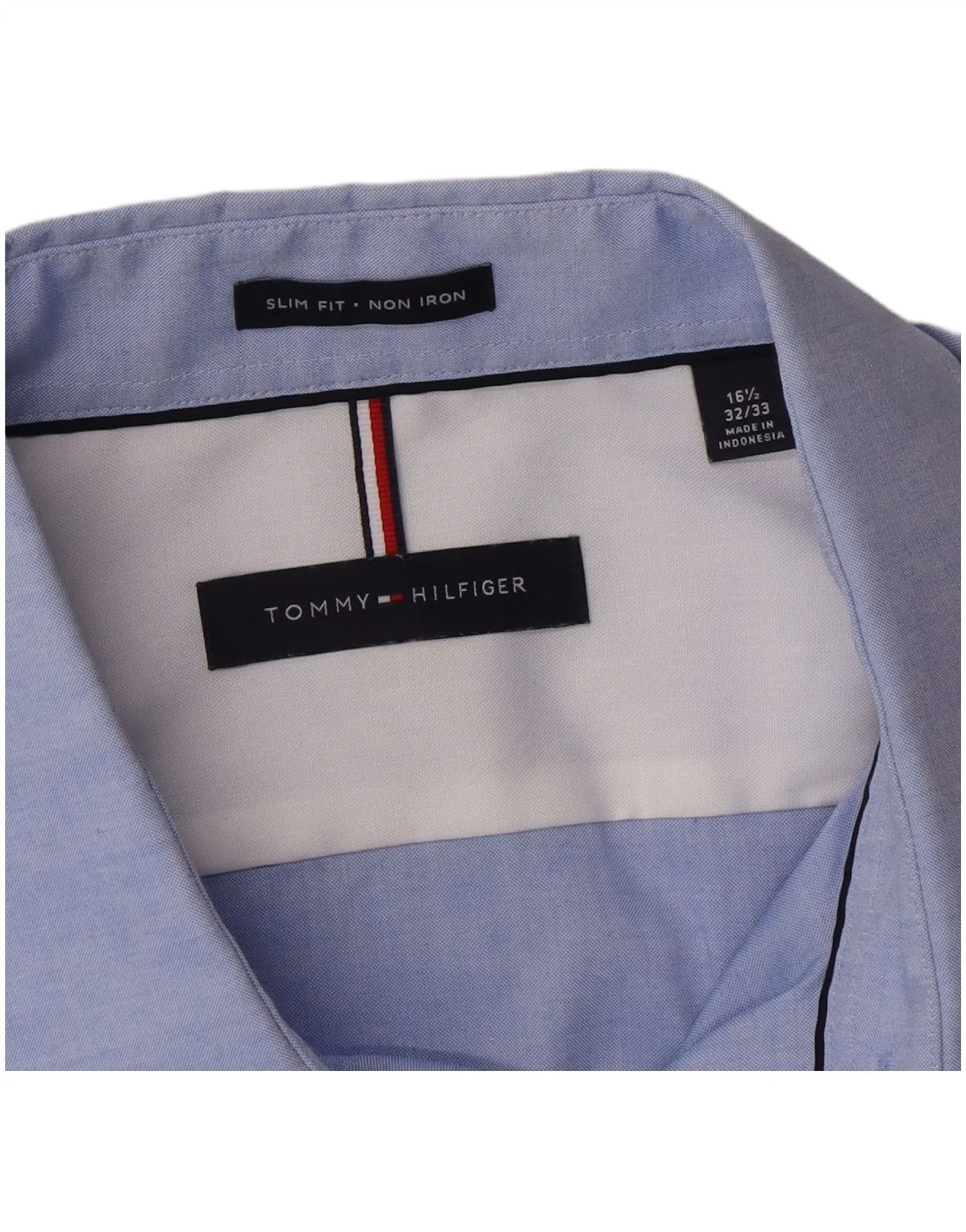 Tommy Hilfiger Mens Slim Fit Shirt Size 16 Large Blue - Image 3