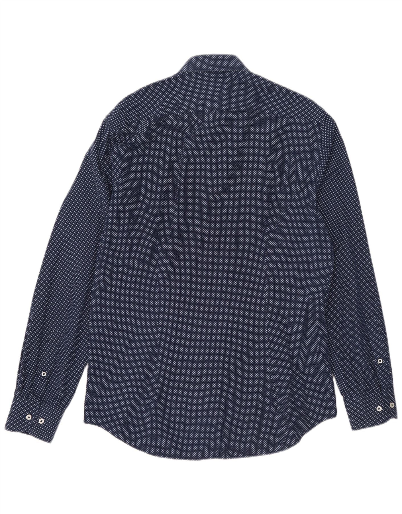Tommy Hilfiger Mens Slim Fit Shirt Size 41 16 Large Navy Blue Spotted - Image 2