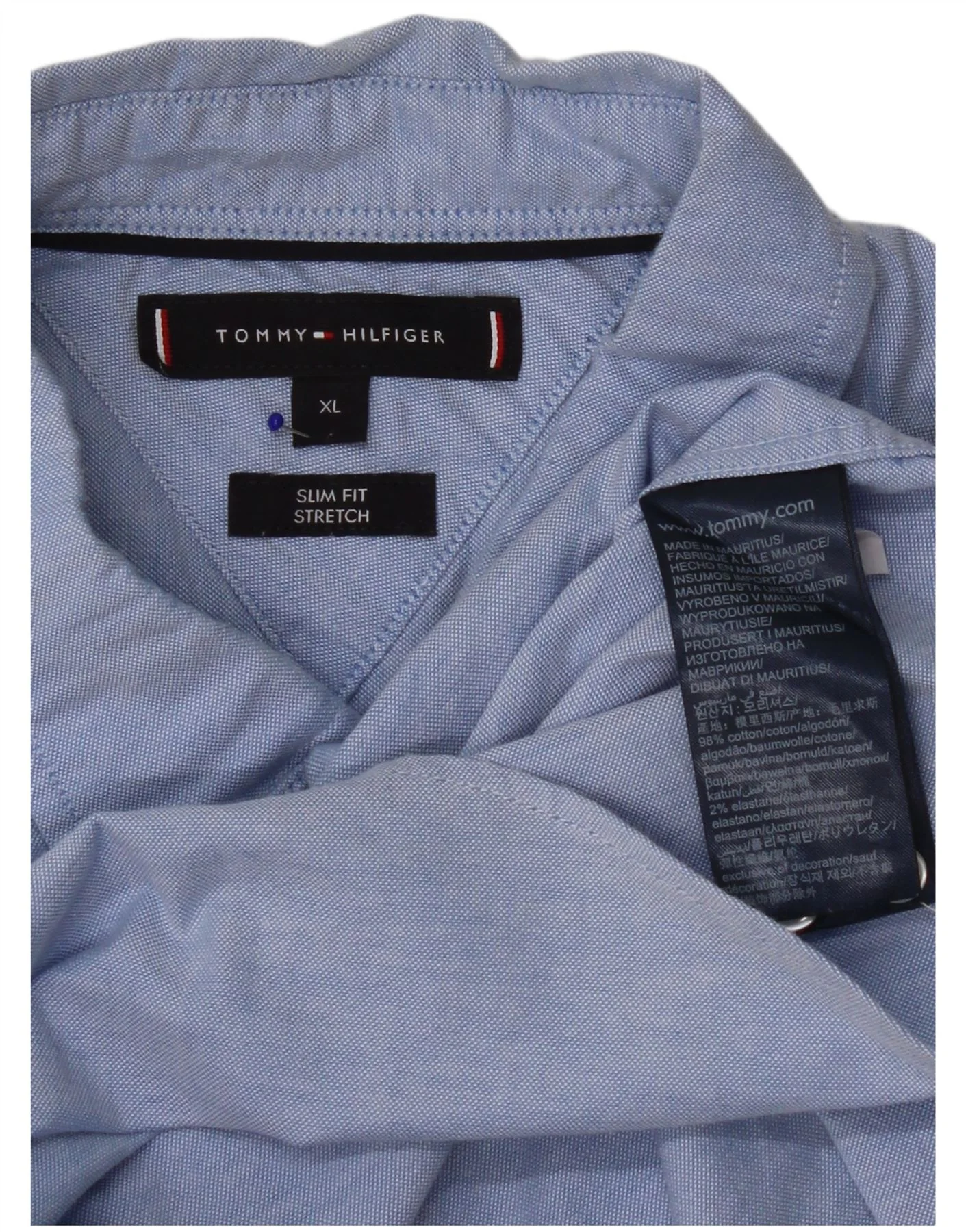 Tommy Hilfiger Mens Slim Fit Shirt XL Blue Cotton - Image 3