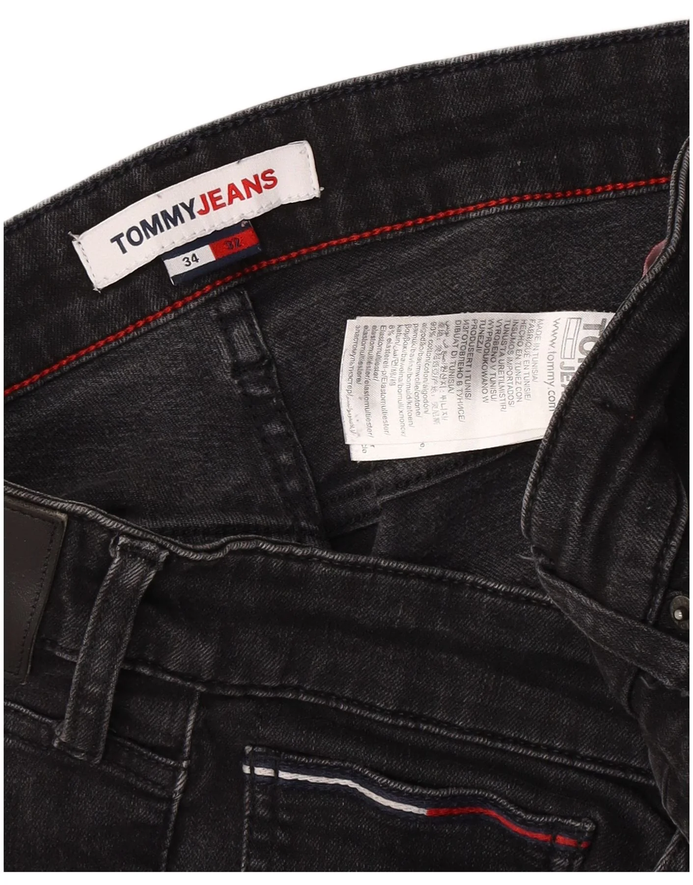 Tommy Hilfiger Mens Slim Jeans W34 L29 Black Cotton - Image 3