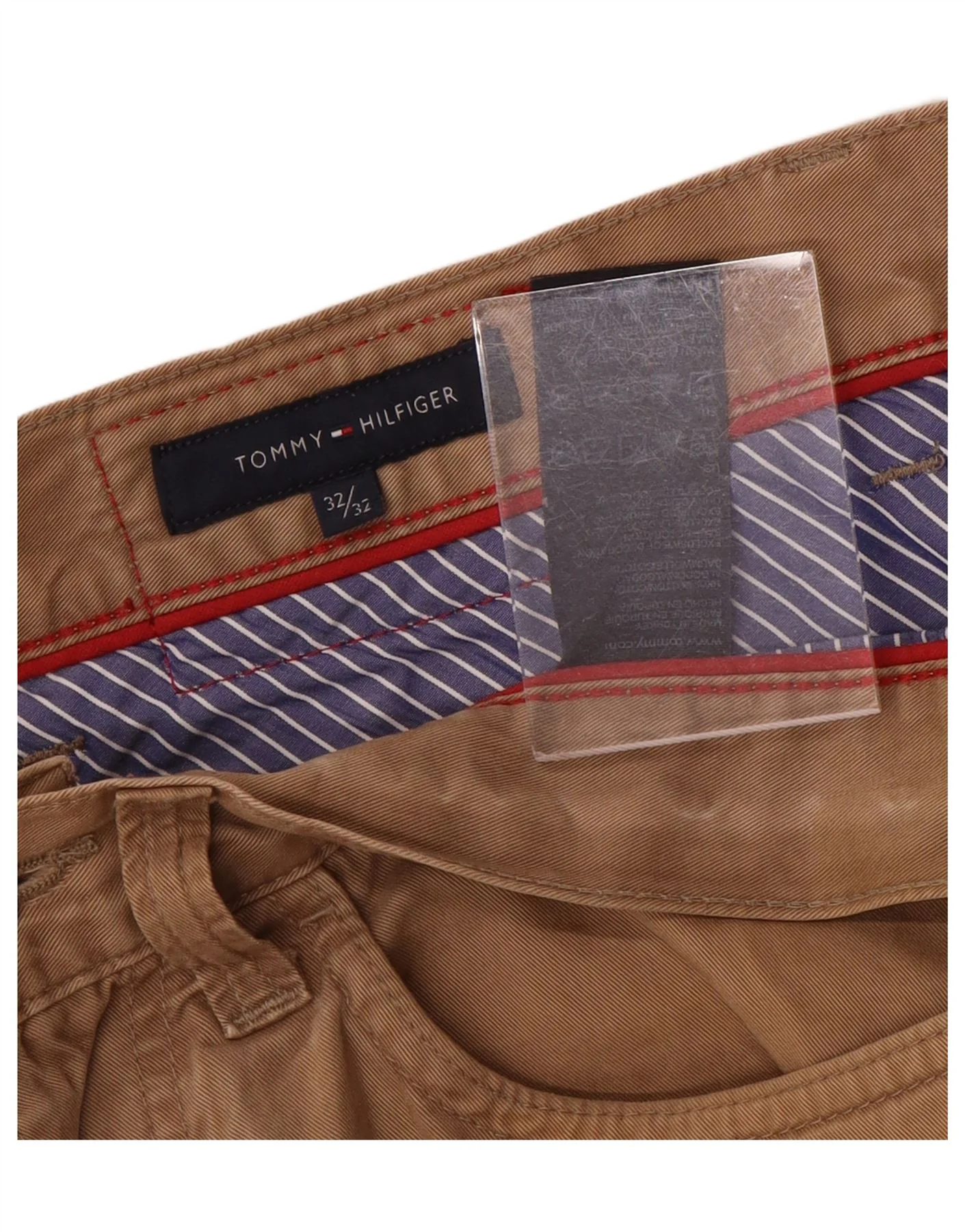 Tommy Hilfiger Mens Straight Casual Trousers W32 L32 Brown Cotton - Image 3