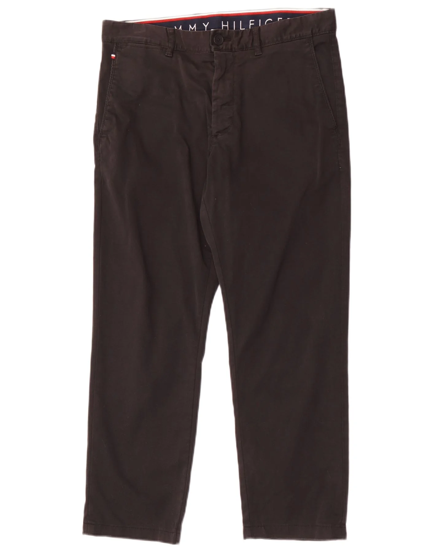 Tommy Hilfiger Mens Straight Chino Trousers W30 L26 Black Cotton