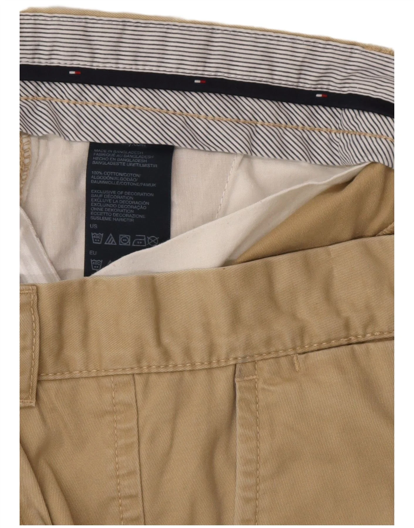 Tommy Hilfiger Mens Straight Chino Trousers W34 L30 Beige Cotton - Image 4