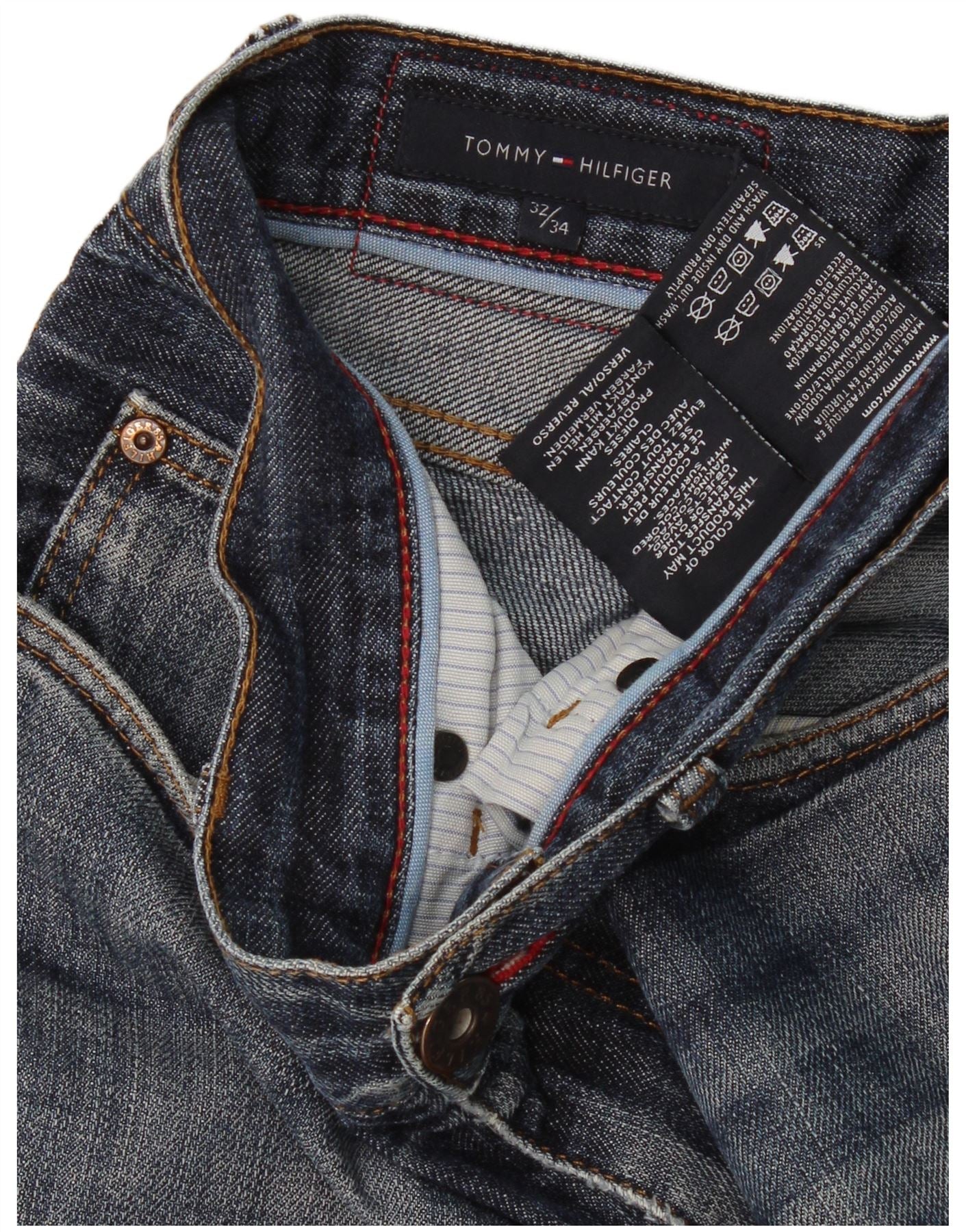 Tommy Hilfiger Mens Straight Jeans W32 L34 Blue Cotton - Image 4