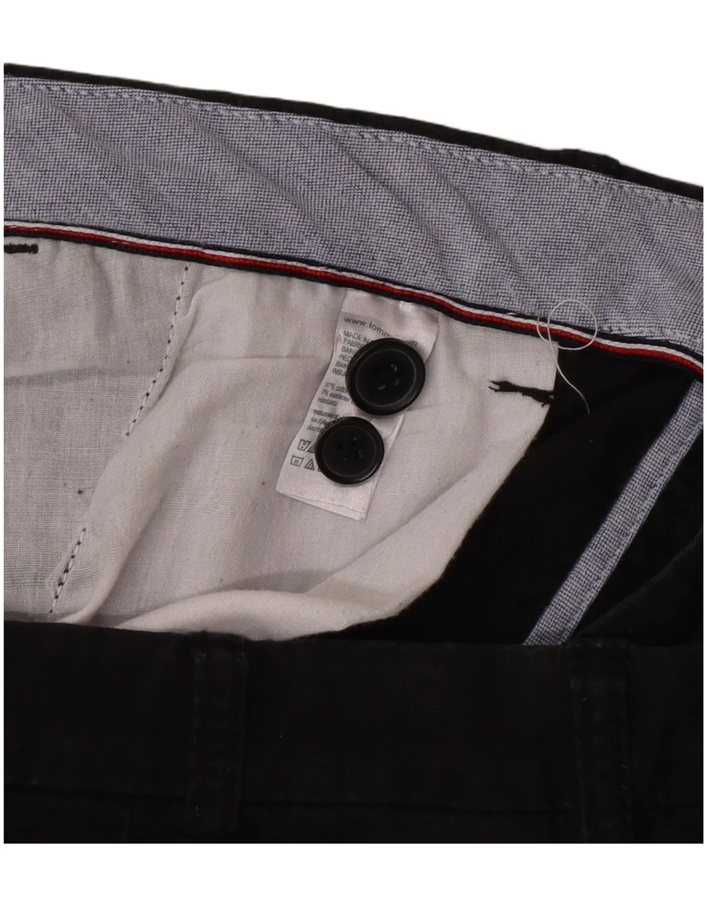 Tommy Hilfiger Mens Stretch Slim Fit Chino Trousers W38 L30 Black Cotton - Image 4