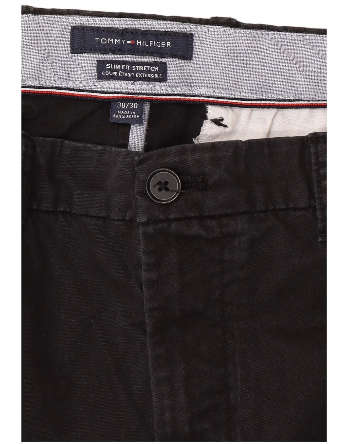 Tommy Hilfiger Mens Stretch Slim Fit Chino Trousers W38 L30 Black Cotton - Image 5