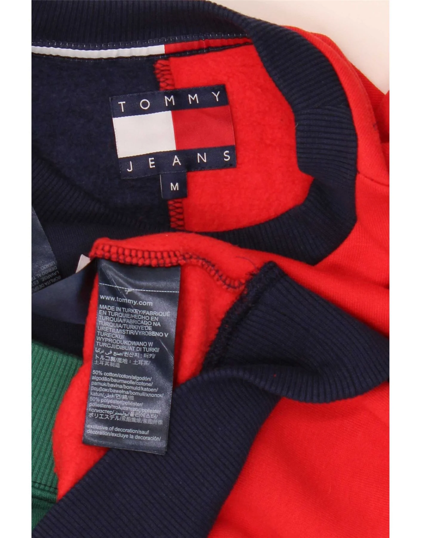Tommy Hilfiger Mens Sweatshirt Jumper Medium Multicoloured Colourblock - Image 3