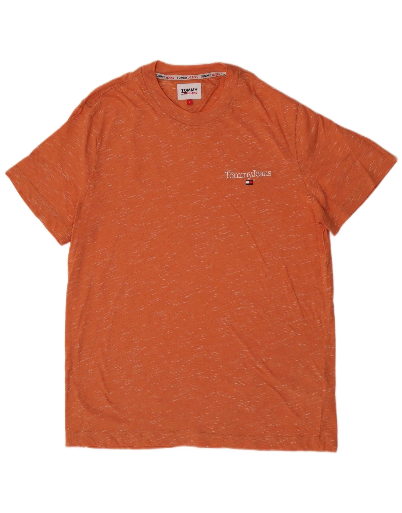 Tommy Hilfiger Mens T-Shirt Top Large Orange Flecked Cotton