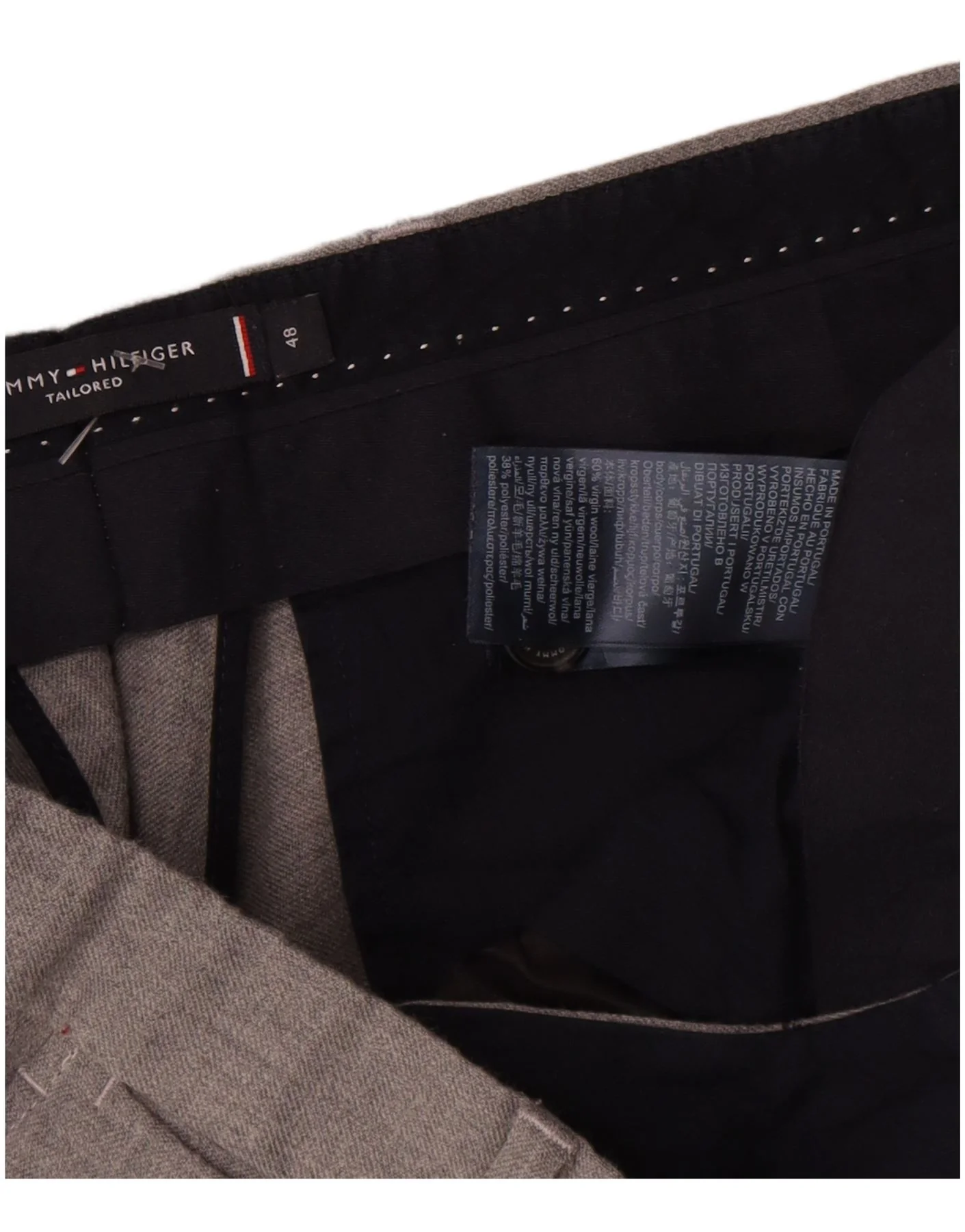 Tommy Hilfiger Mens Tailored Fit Casual Trousers EU 48 Medium W34 L32 Grey - Image 3